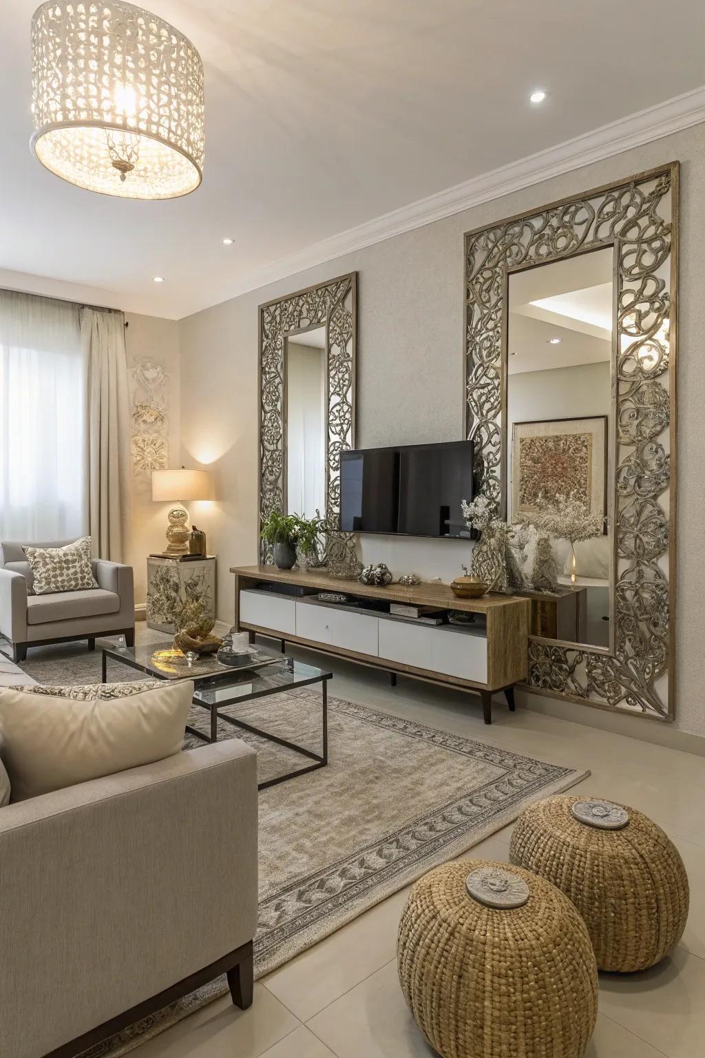 Mirrors create the illusion of expanded space.