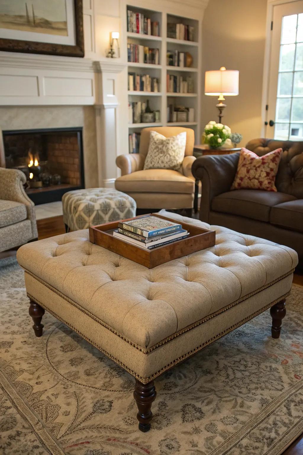 Ottomans and poufs offer versatility and style in small spaces.