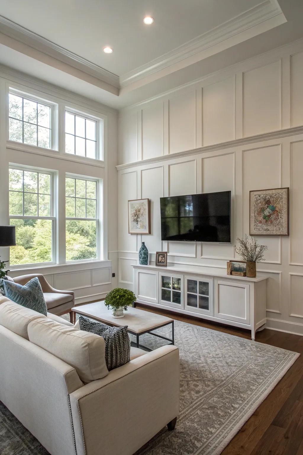 Achieve a streamlined, modern aesthetic with flat panel wainscoting.