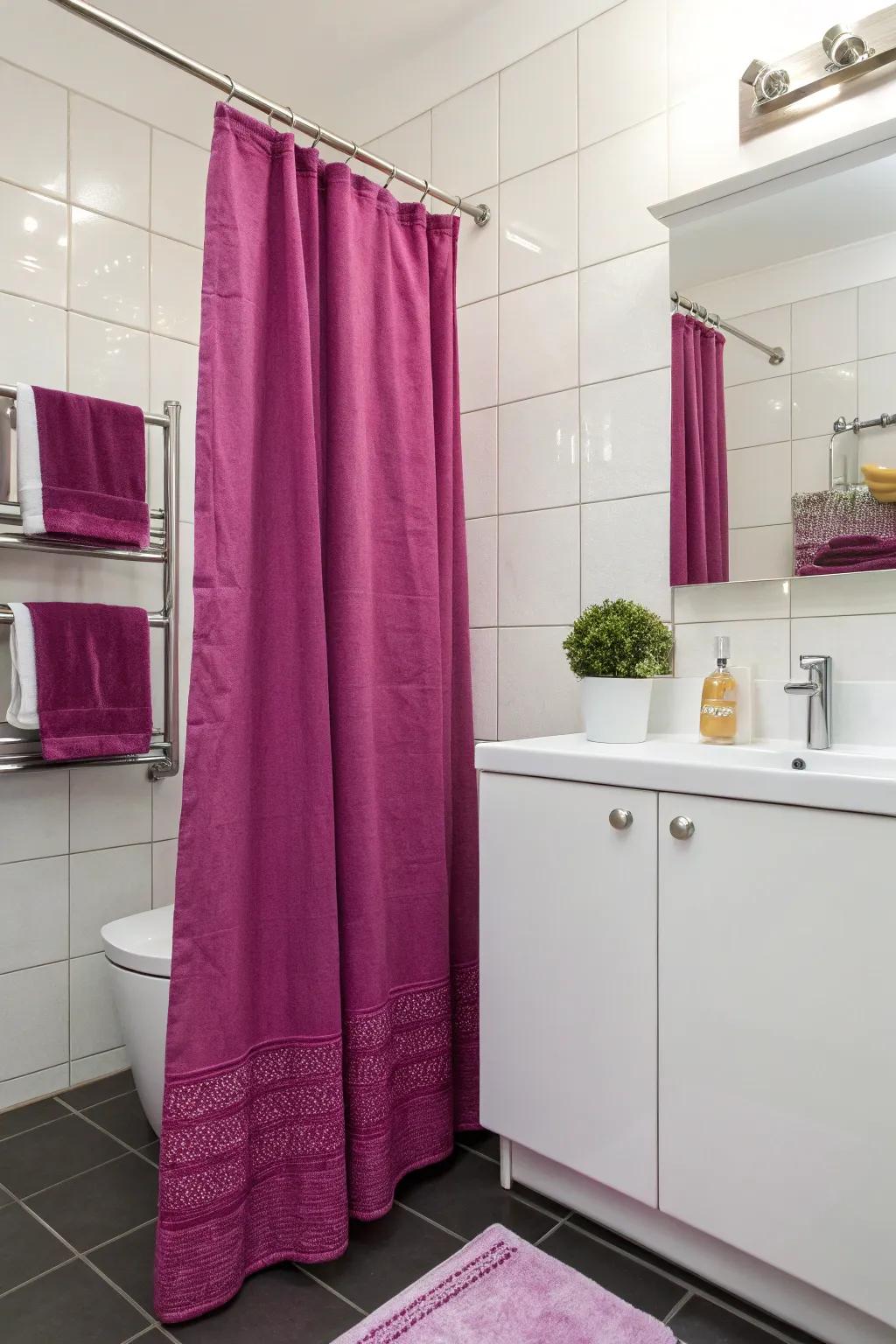 Purple features inject a vibrant note to this contemporary freshen-up area.