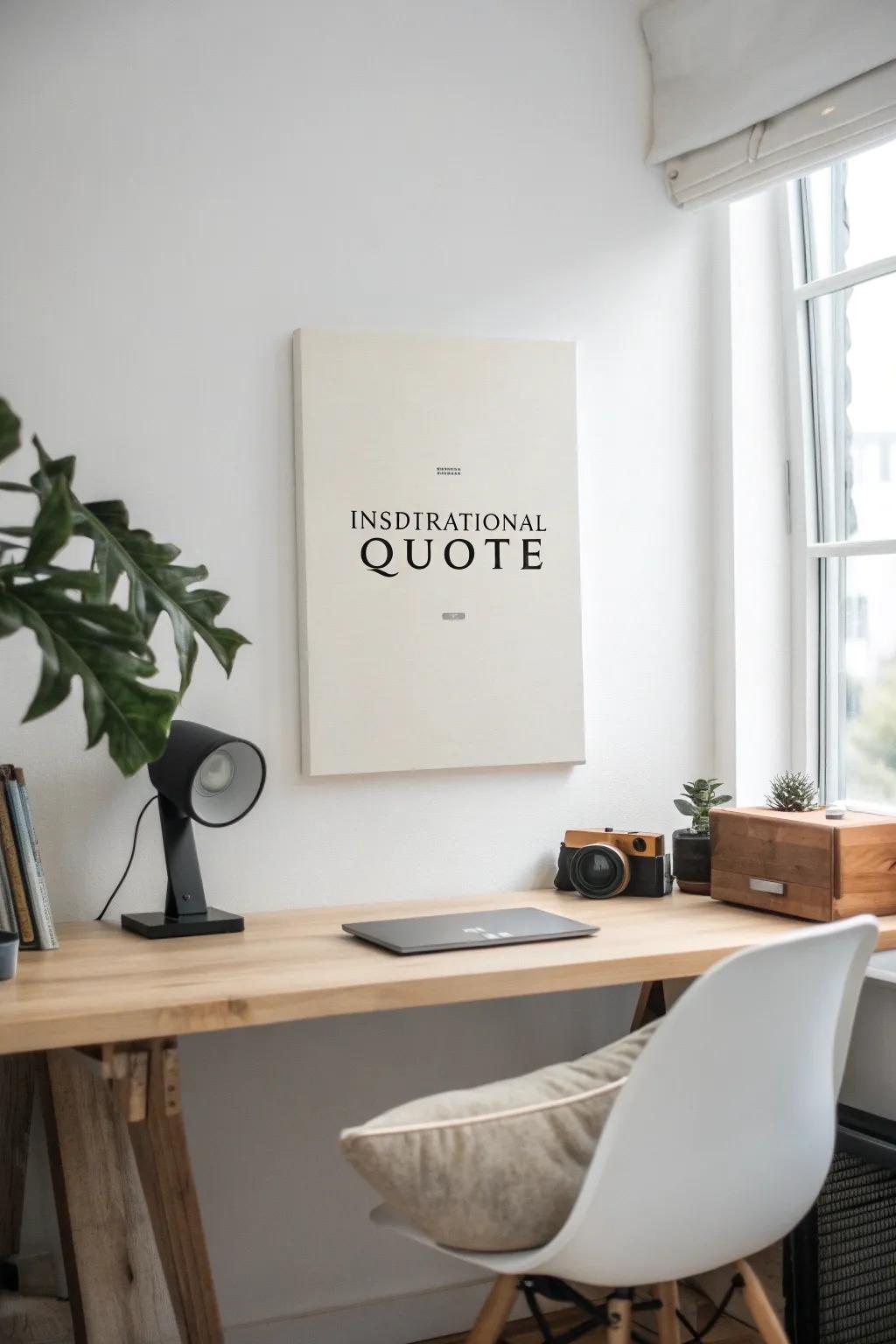 Inspiring quotes artfully displayed on canvas in a home office