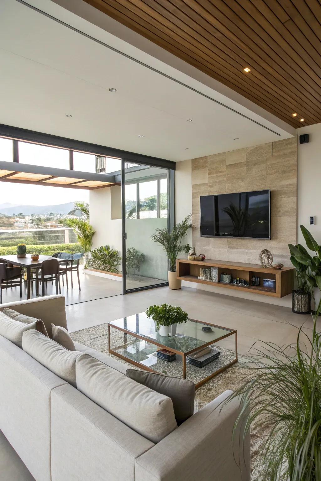 Open living spaces are optimized through thoughtful television placement.