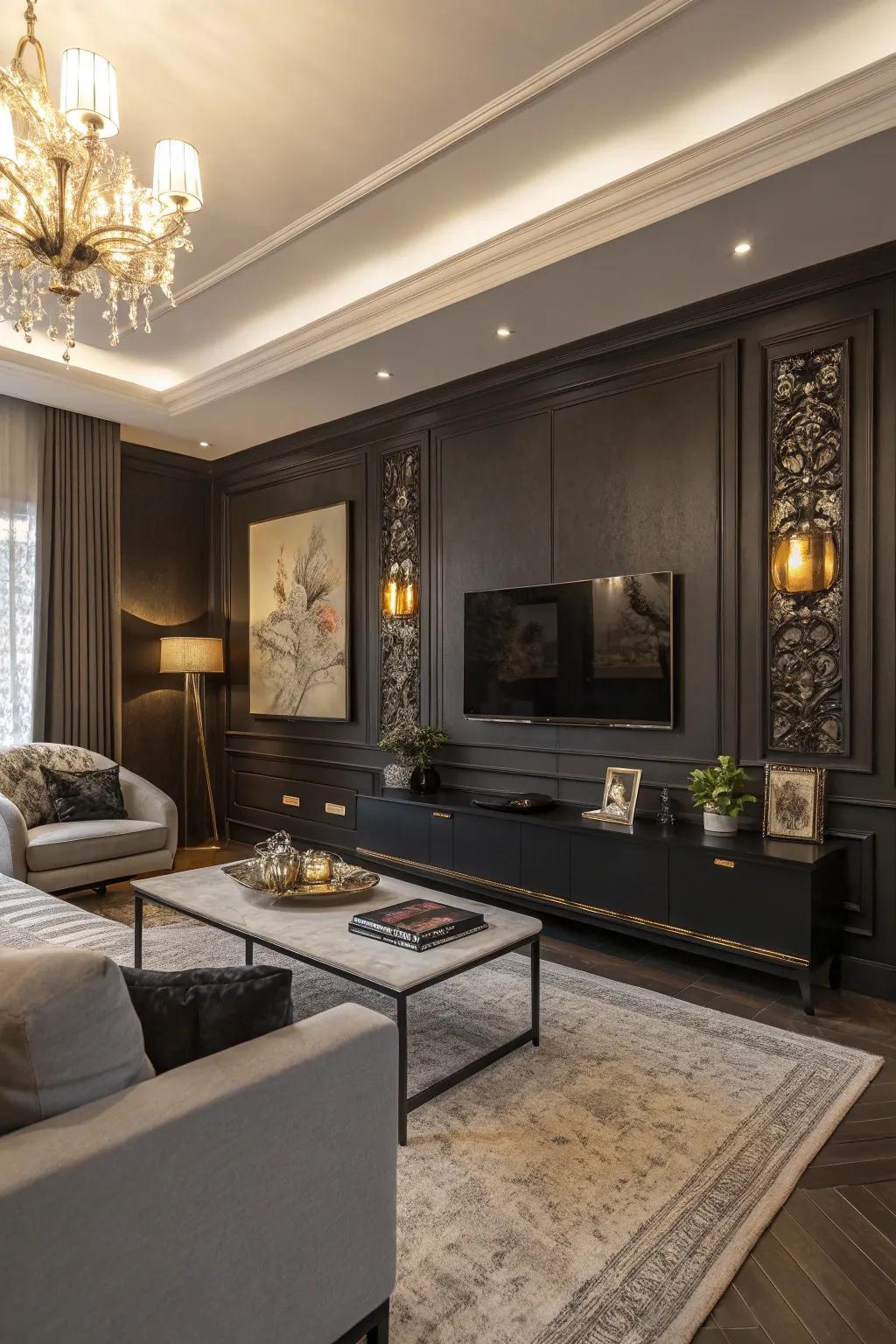 Dark tints assist in seamlessly merging TVs with the interior design.