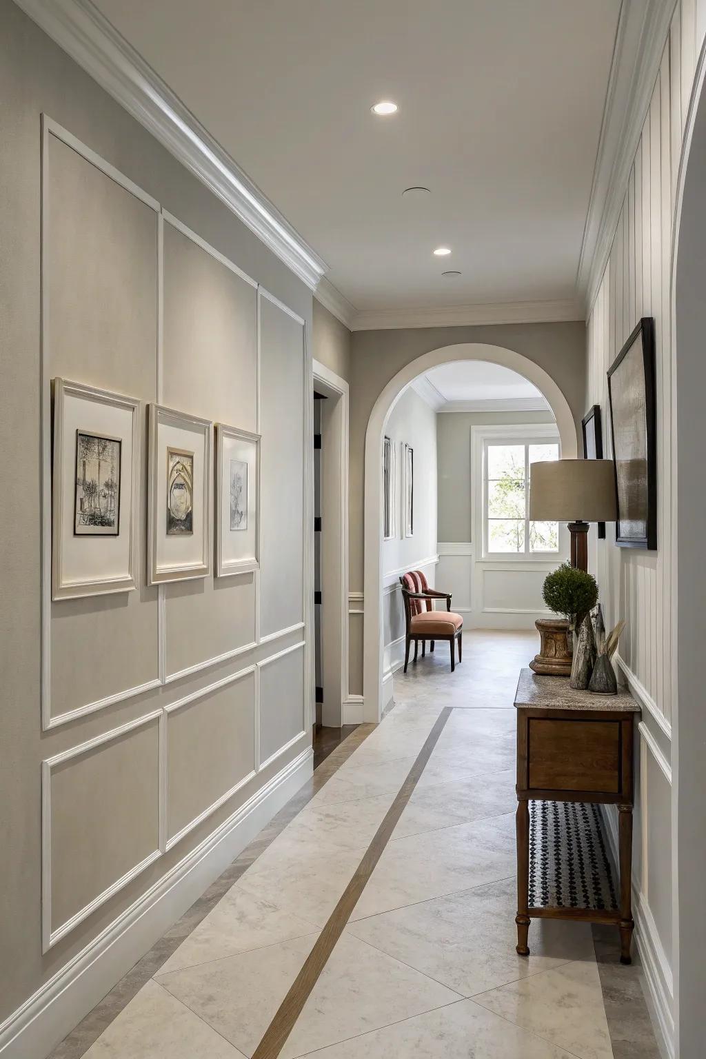 Minimalistic accents offer subtle elegance to the entryway.