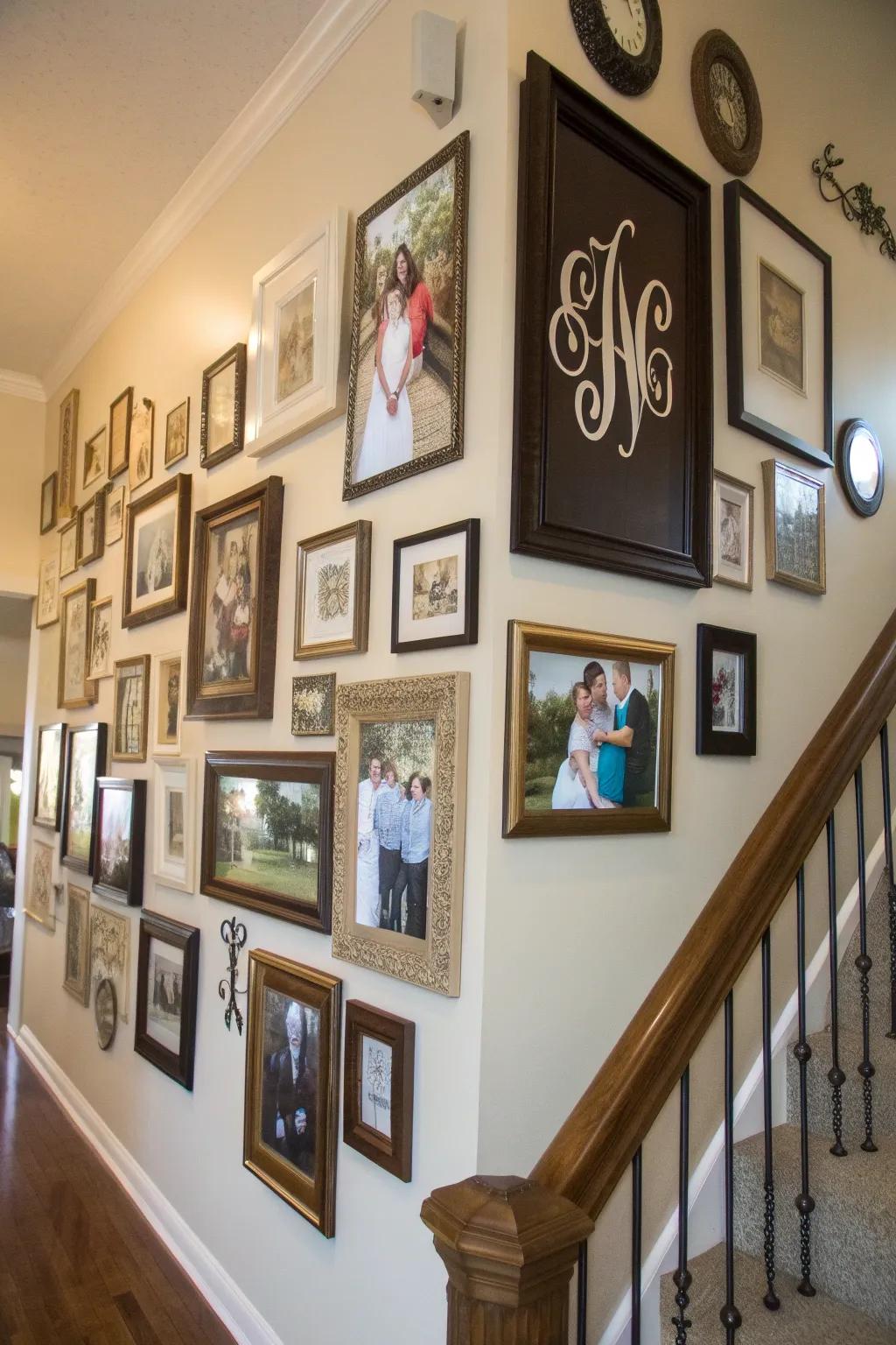 Personalized touches with family photos and monograms.