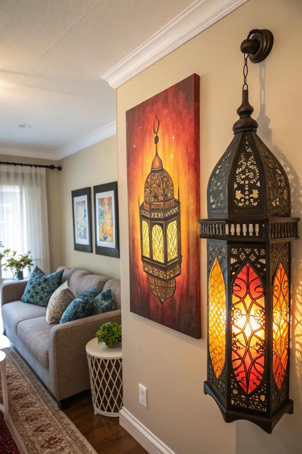 Islamic lantern designs radiate warmth and hospitality.