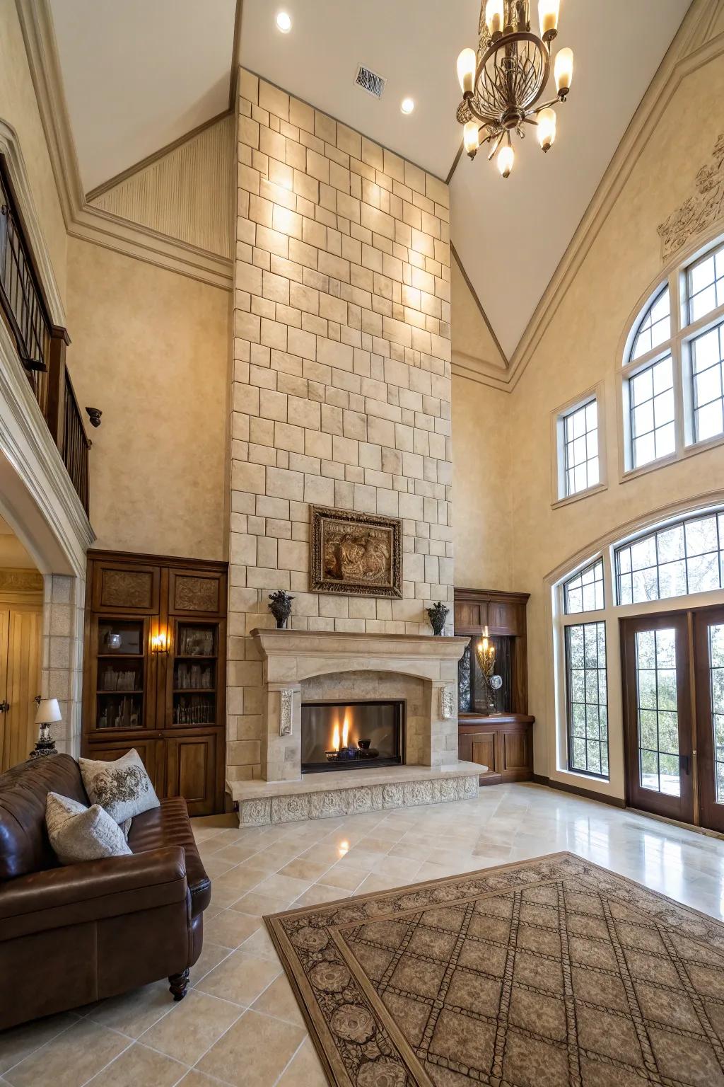 Oversized tiles offer a sleek, modern finish.