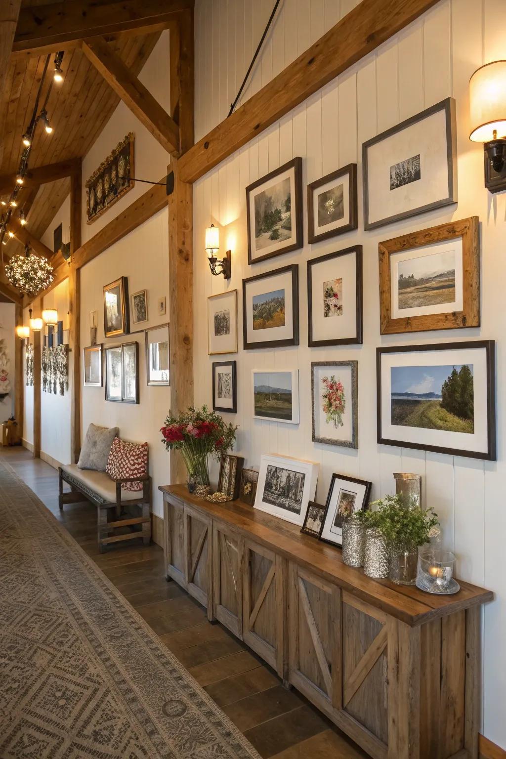 Eclectic gallery wall in a modern farmhouse home.