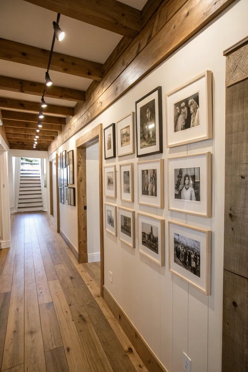 Black and white family photographs creating a nostalgic gallery.