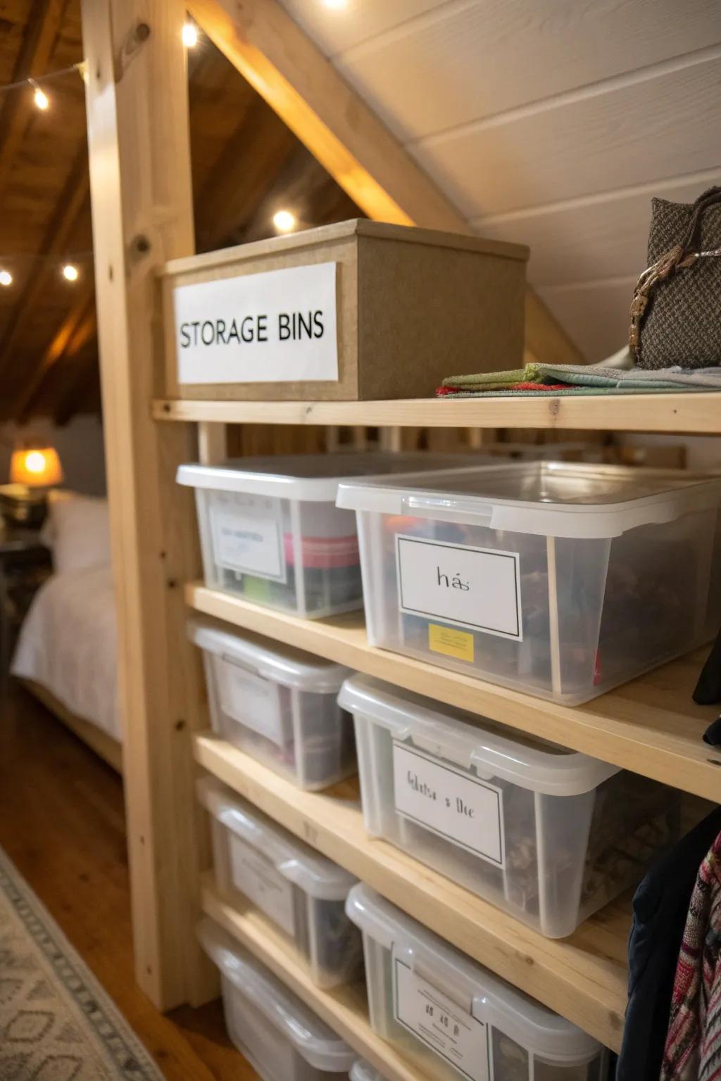 Labels make attic storage easy and efficient.