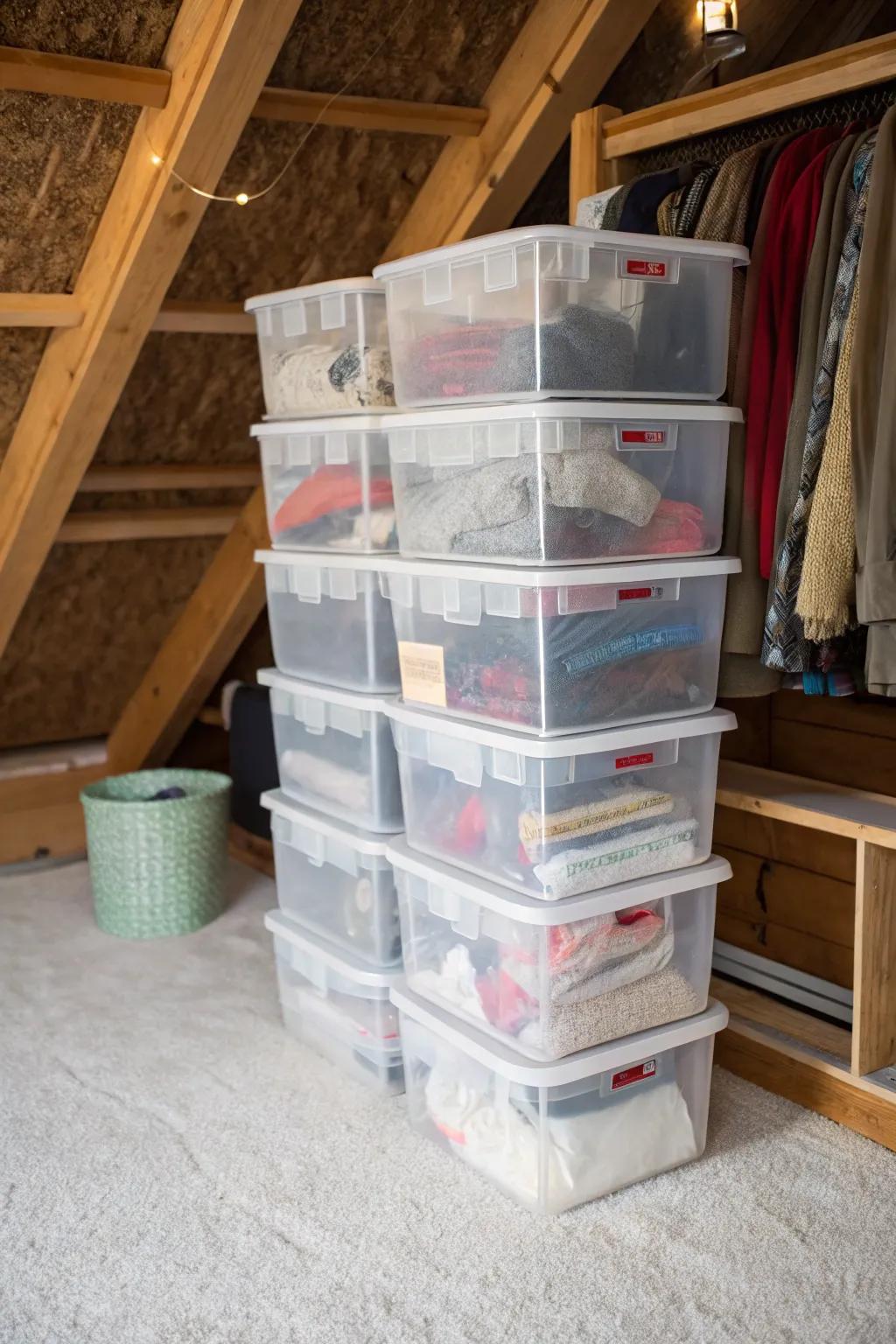 Clear bins make it simple to know where things are.