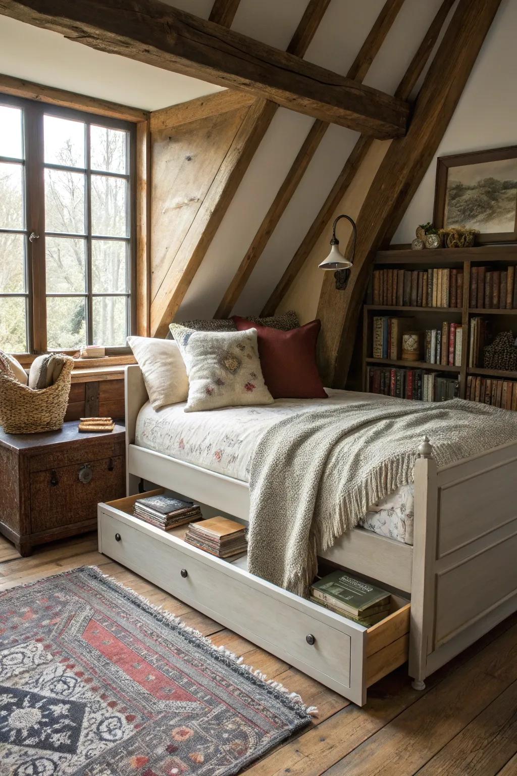 Multi-functional furniture offers comfort and storage.