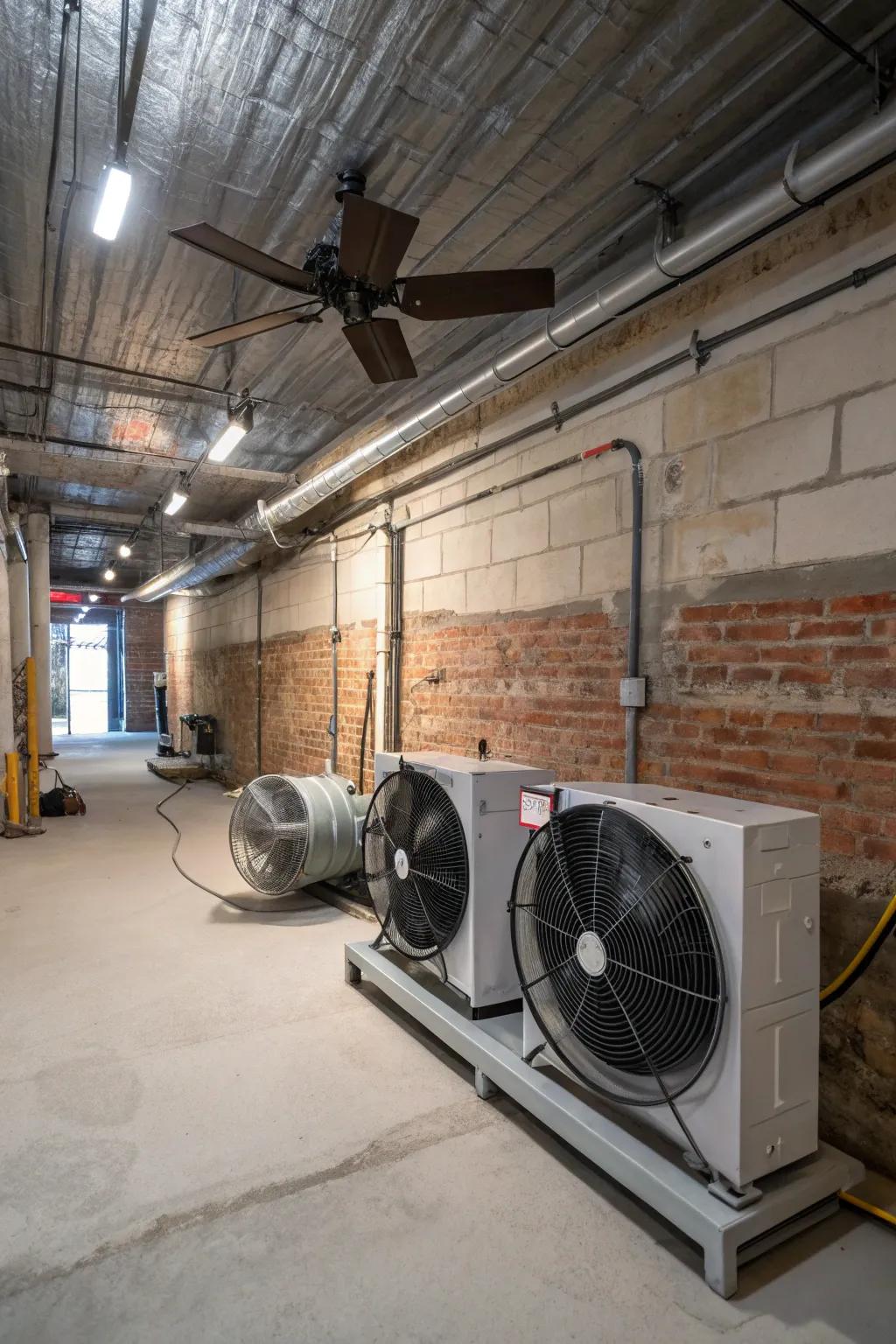 Cross-ventilation creates continuous air movement, thus improving the air quality in your basement.