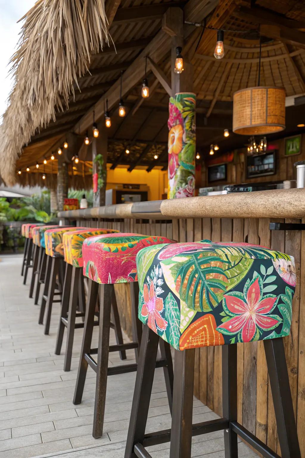 Introduce a splash of color with vibrant bar stools.