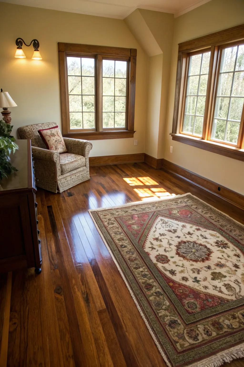 Elegant flooring selections enhance the opulence of this compact cigar space.