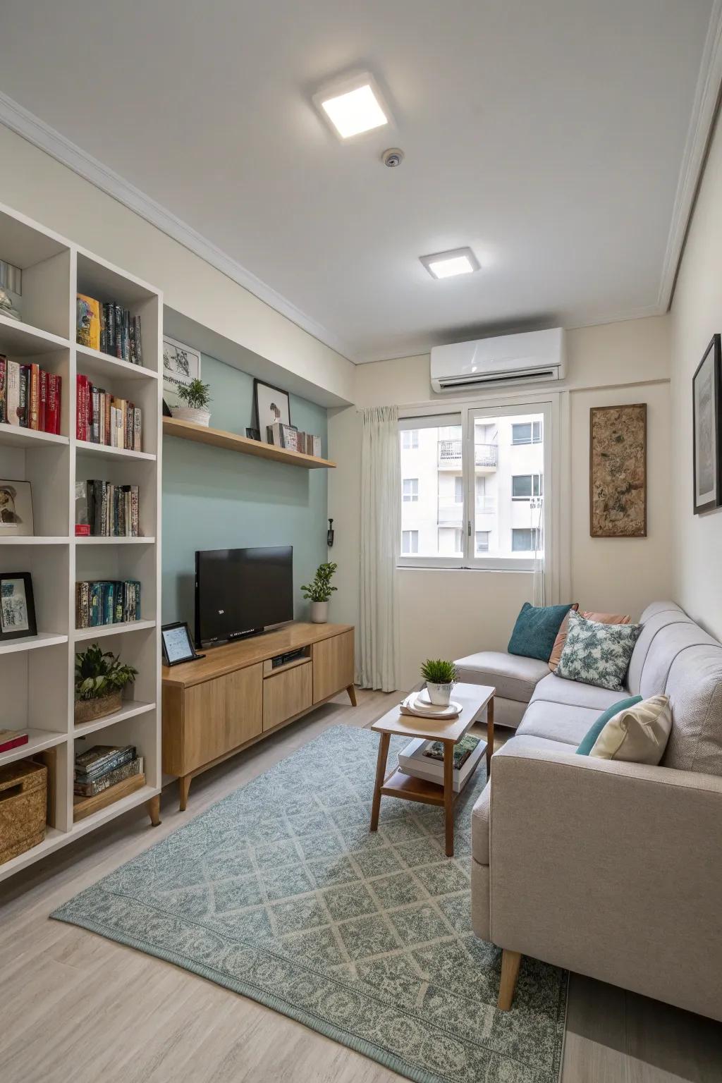 A well-considered layout optimizes space in this private cigar space.