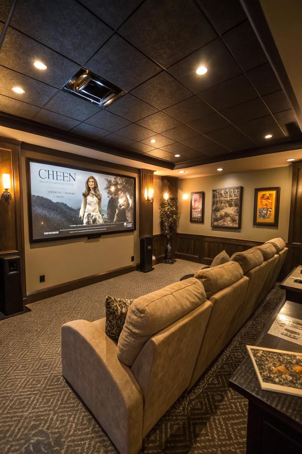 Enjoy movie nights in your personal home theater within the basement.