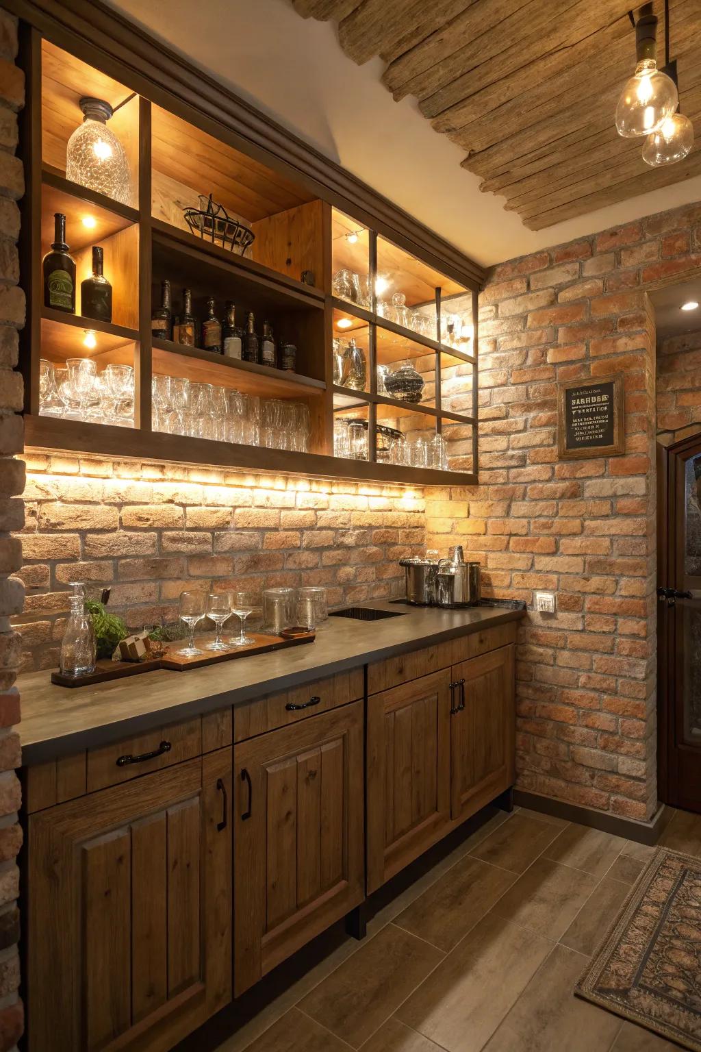 Textured walls add depth and interest to your bar.