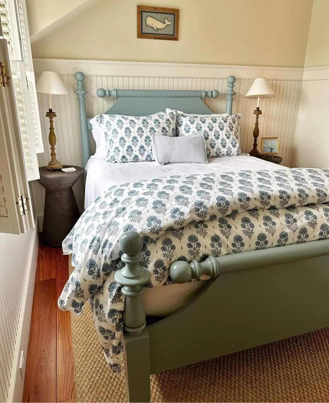 9. Coastal Cottage Bedroom in Seafoam & Cream (Beautiful Bedroom Ideas)