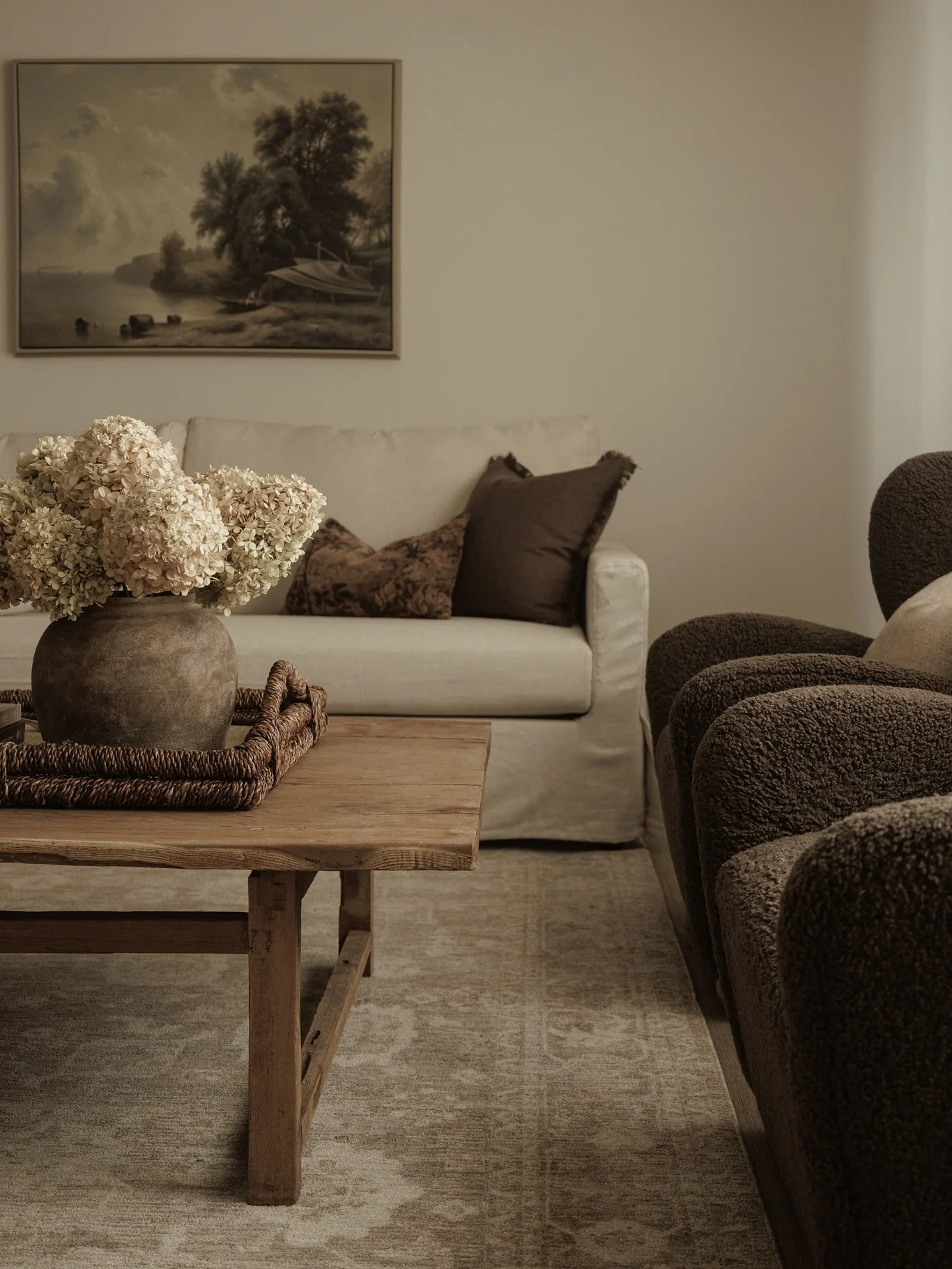 9. Soft Beige Sofa with Rich Brown Accents (Brown Furniture Living Room Ideas)