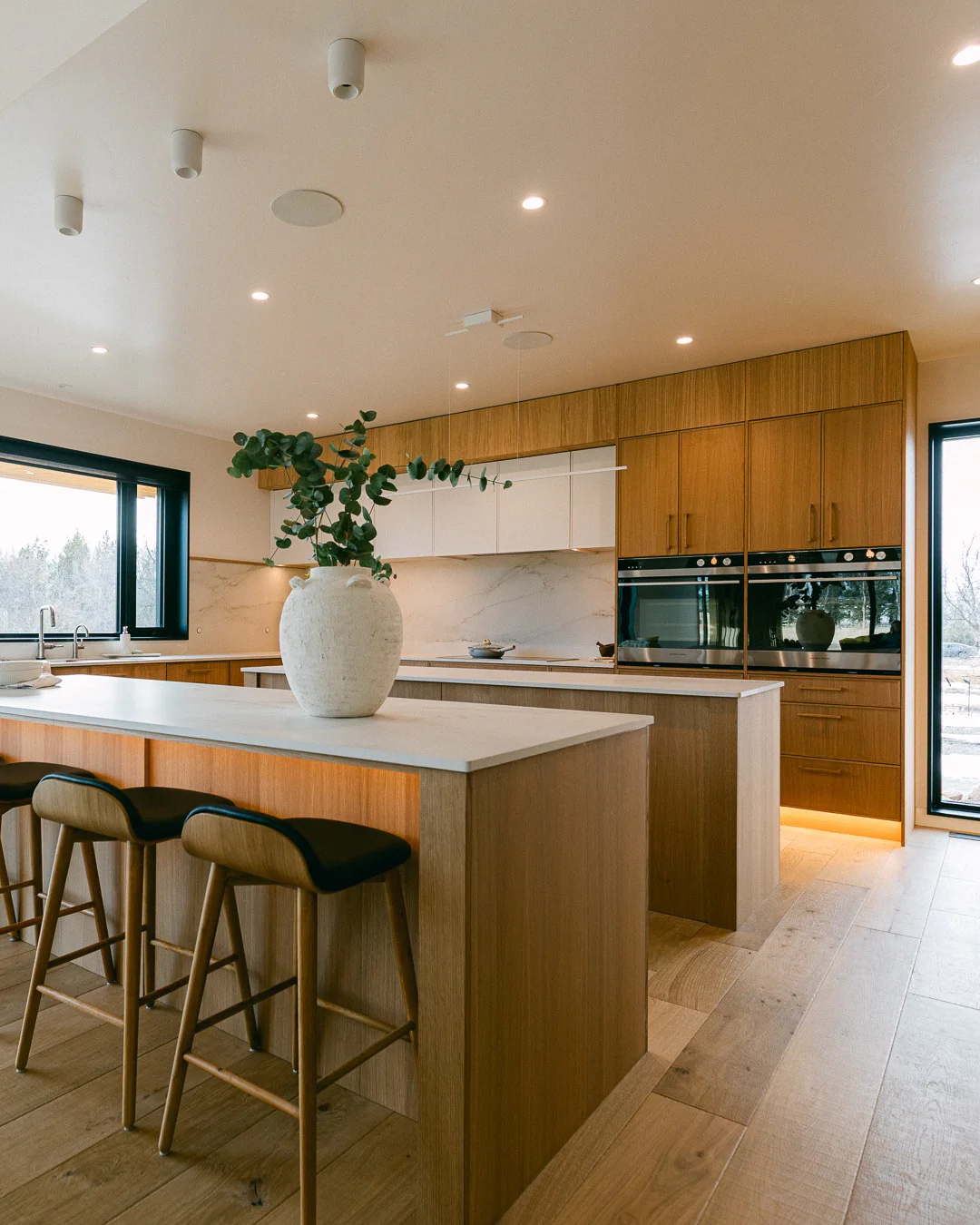 5. Contemporary Walnut Kitchen with Under-Cabinet Glow (Japanese Style Kitchen Ideas)
