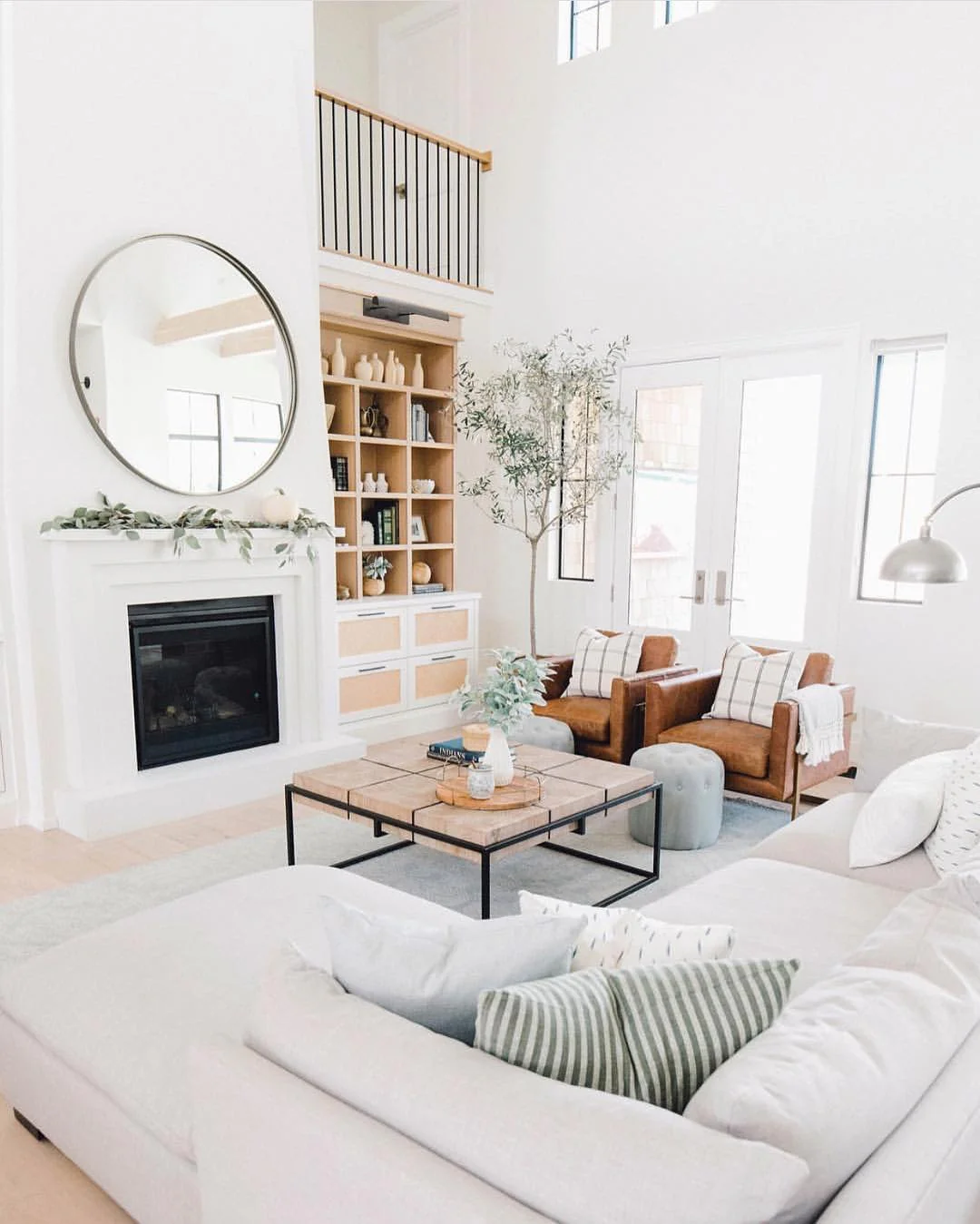 12. Airy Rustic Comfort in Linen White and Warm Wood (Rustic Living Room Furniture Ideas)