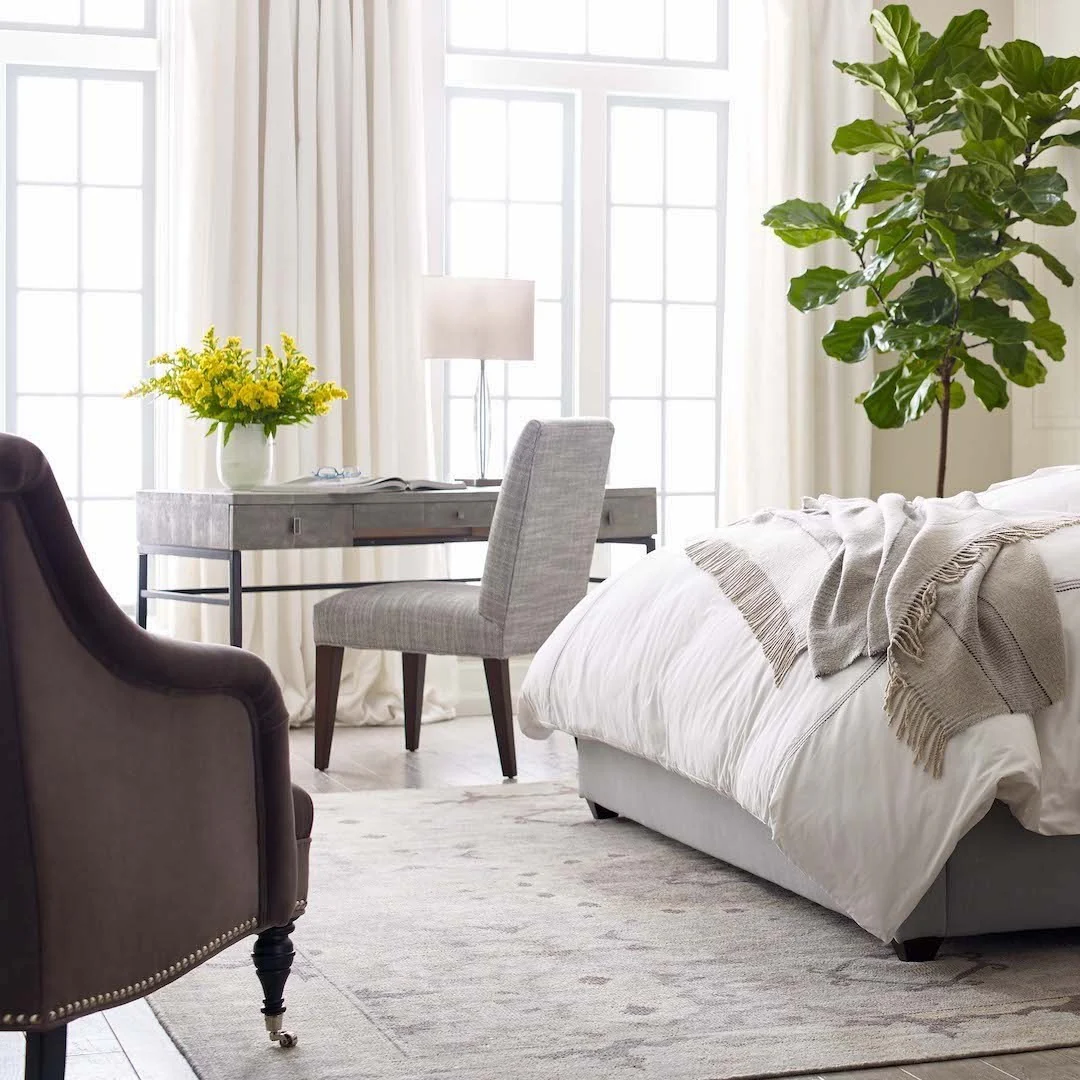 4. Light-Filled Bedroom Office with Soft Gray and White Layers (Bedroom Home Office Ideas)