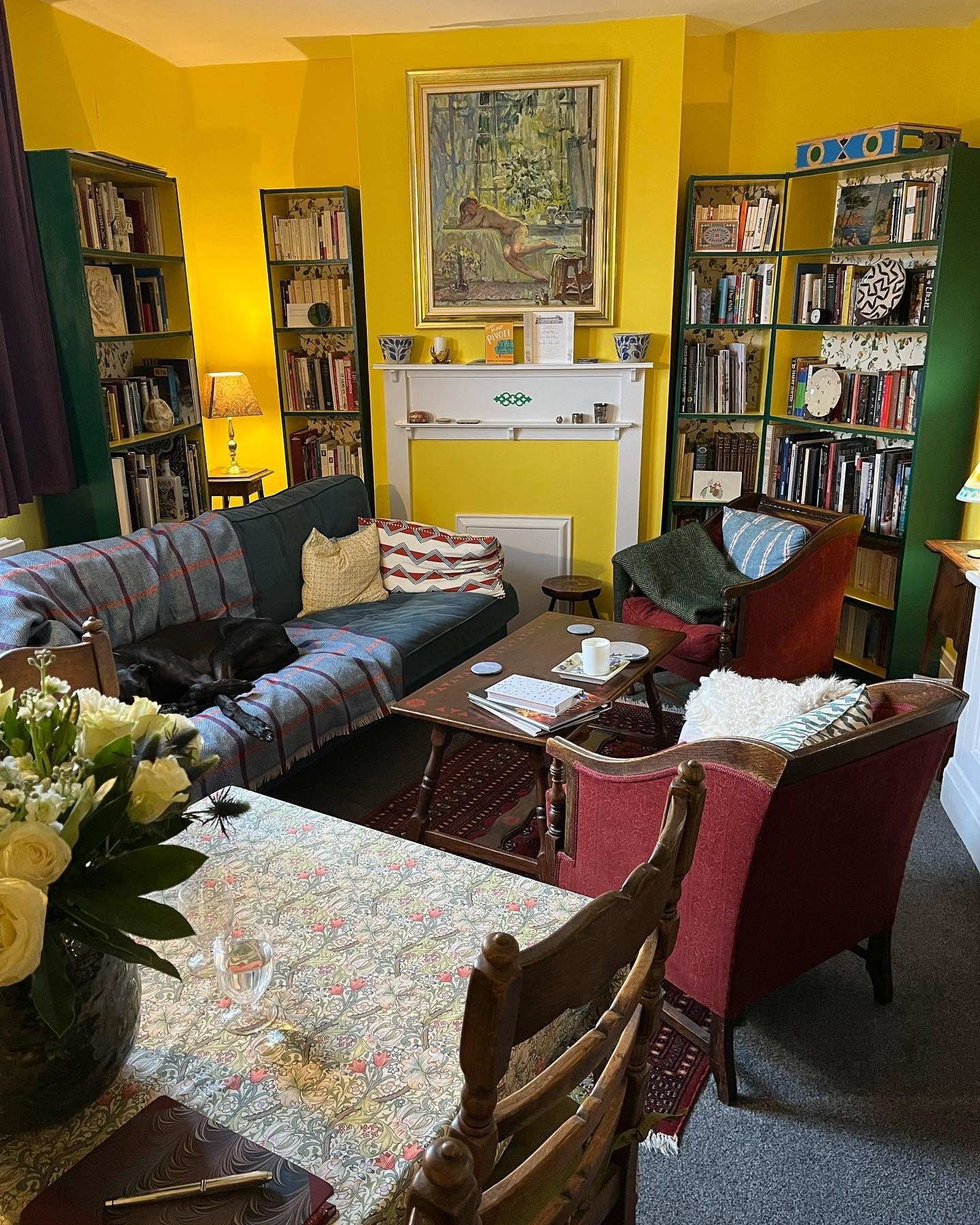 6. Sunny Yellow Living Room with Blush and Natural Textures (Yellow Walls Living Room Ideas)