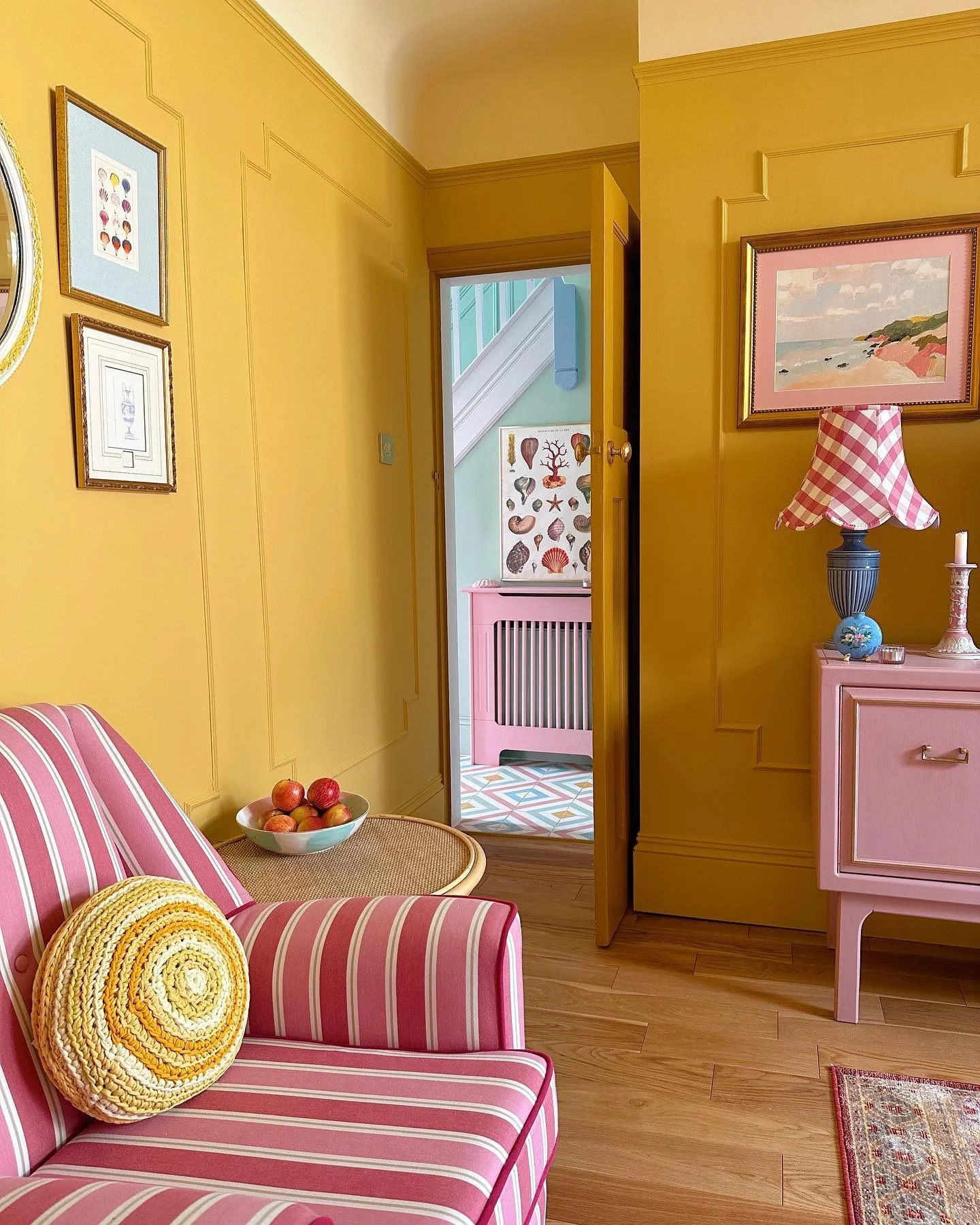 7. Bold Yellow Library-Style Living Room (Yellow Walls Living Room Ideas)