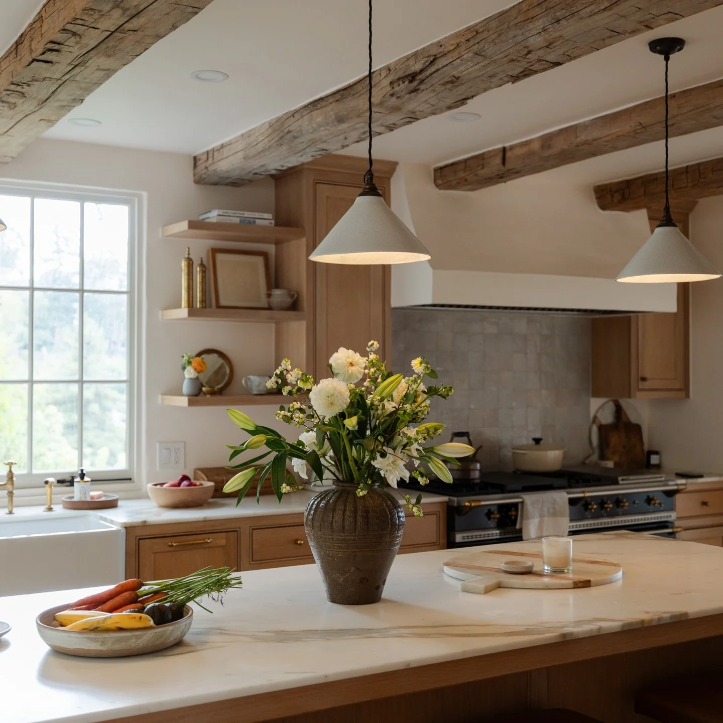 10. Warm European Kitchen with Natural Wood Cabinetry and Soft Neutrals (European Kitchen Ideas)