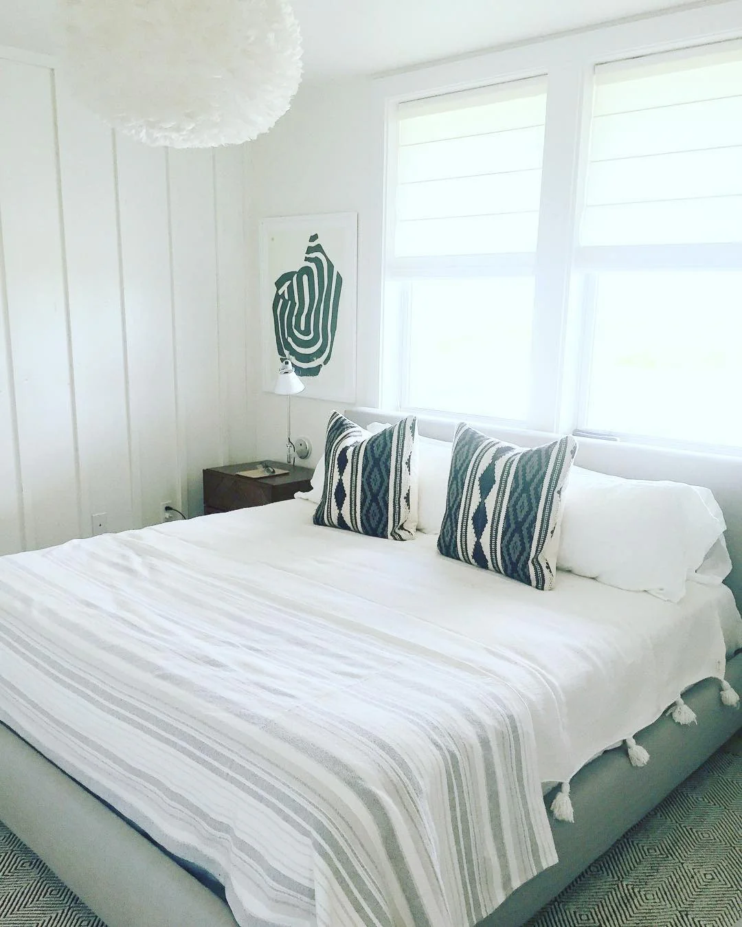 2. Breezy Retreat with White and Sage Accents (Beach Style Bedroom Ideas)