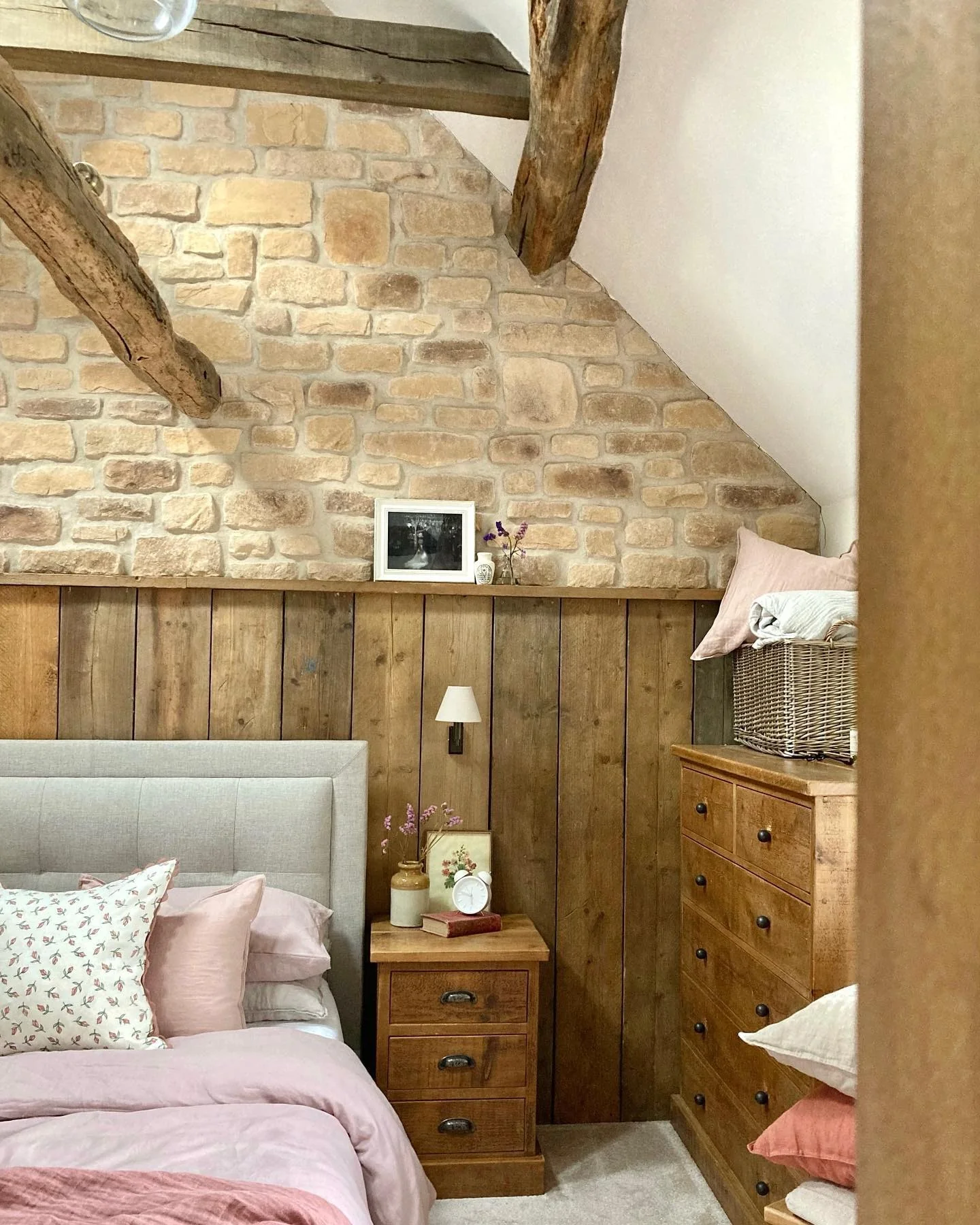 4. Stone-and-Wood Country Bedroom in Natural Beige Tones (Country Style Bedroom Ideas)