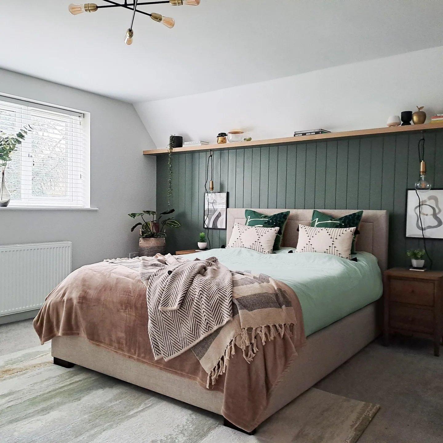 7. Earthy Green Bedroom with Layered Textiles (Natural Bedroom Ideas)