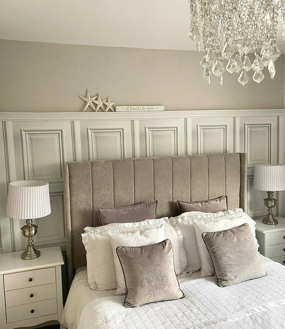 7. Classic Paneling with Timeless Neutrals (Hotel Style Bedroom Ideas)