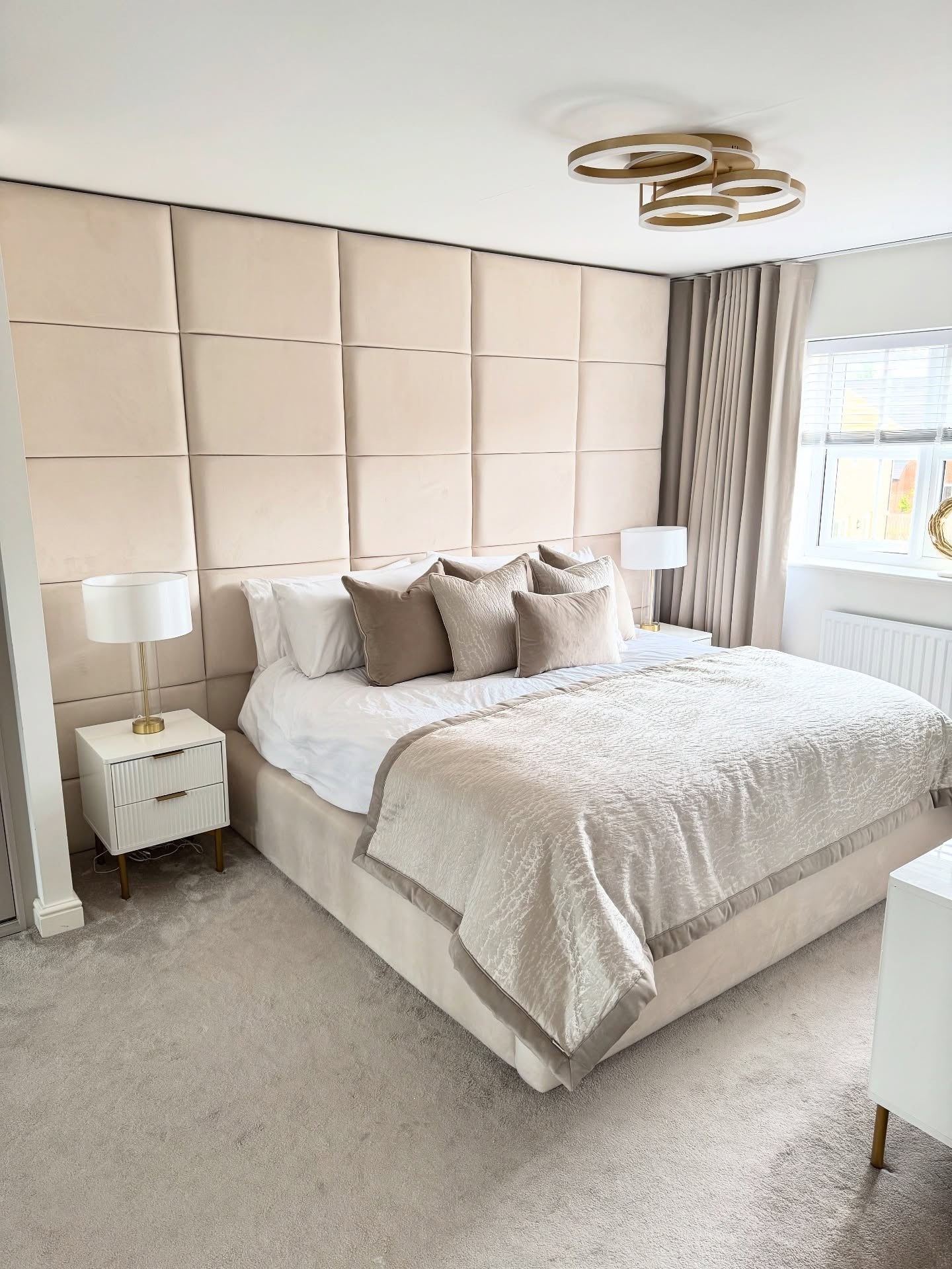 13. Soft Beige with Oversized Panel Detailing (Hotel Style Bedroom Ideas)