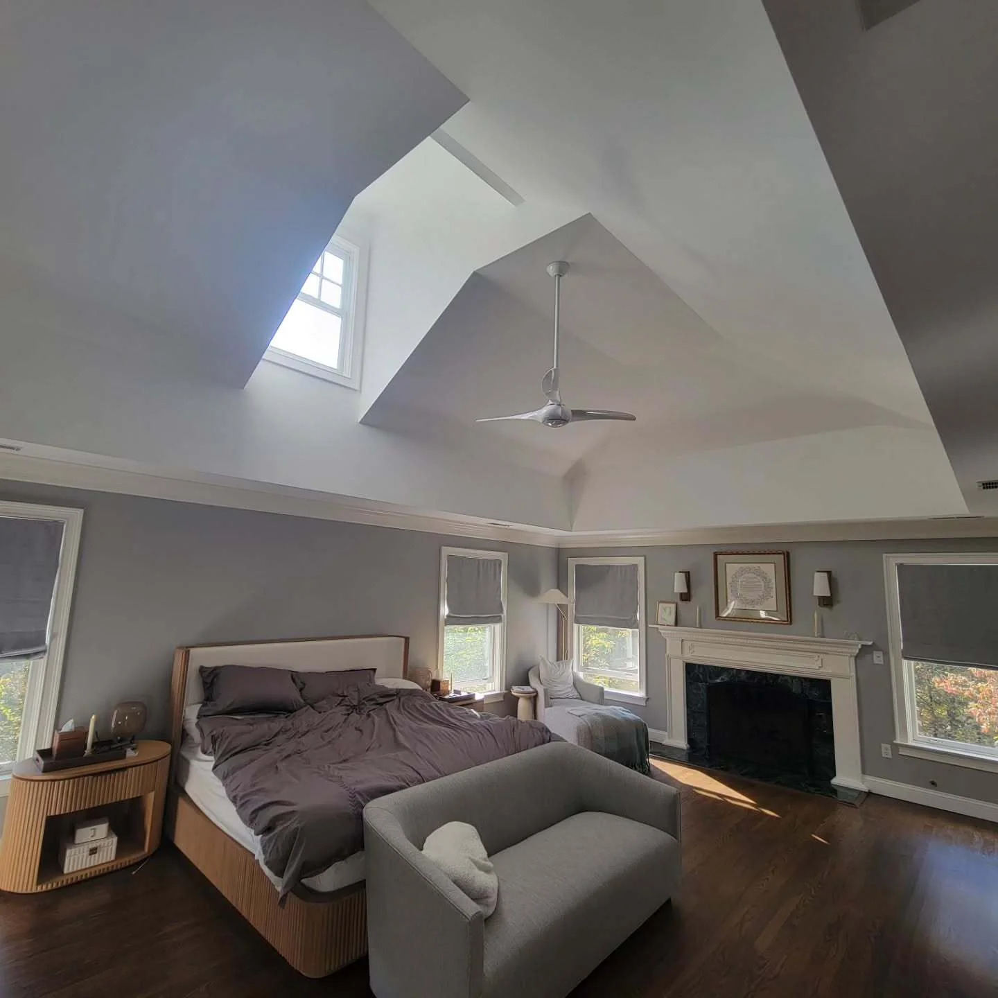 5. Light Gray Vaulted Ceiling Sanctuary (Light Gray Bedroom Ideas)