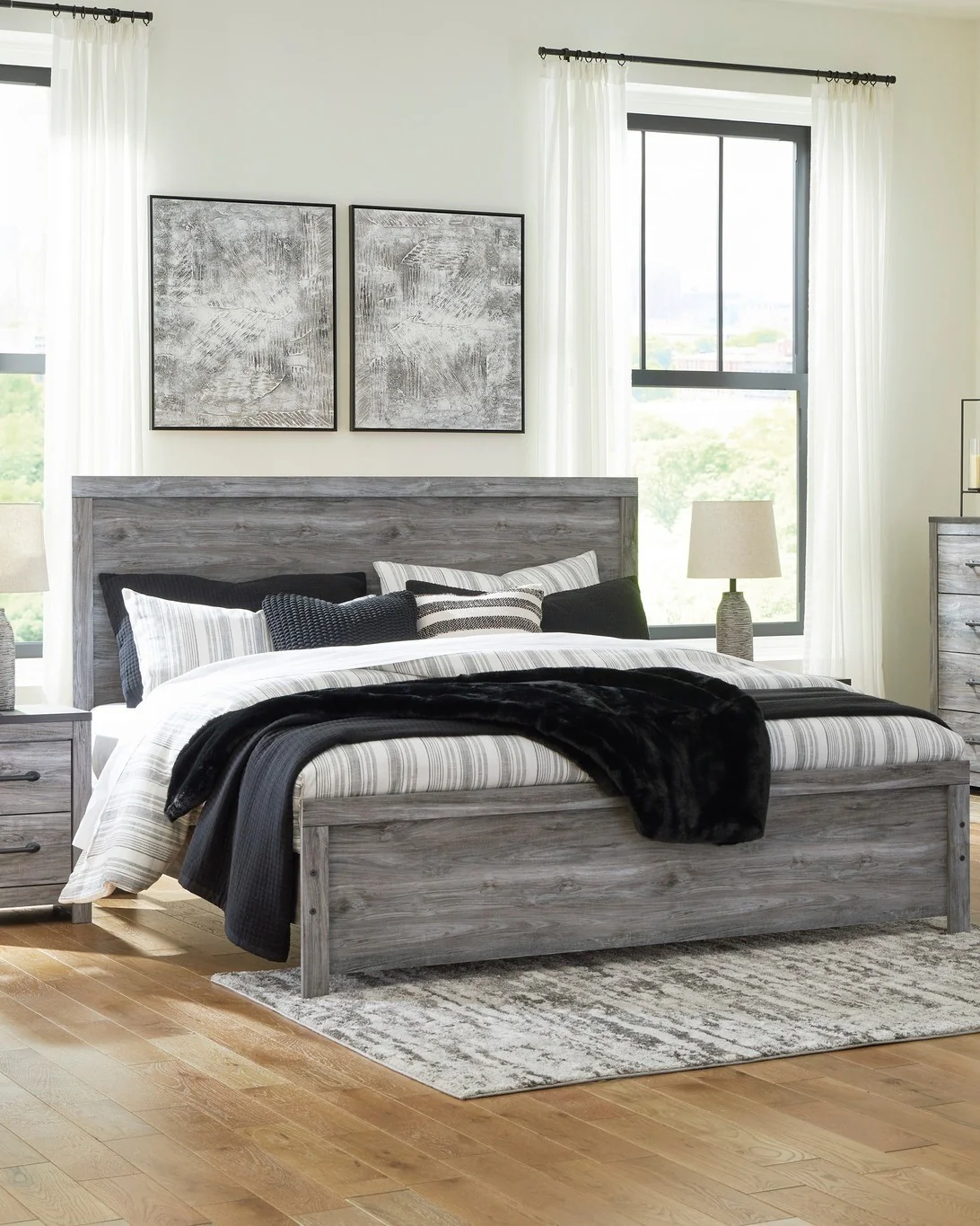 6. Light Gray Wood Bedroom with Modern Contrast (Light Gray Bedroom Ideas)