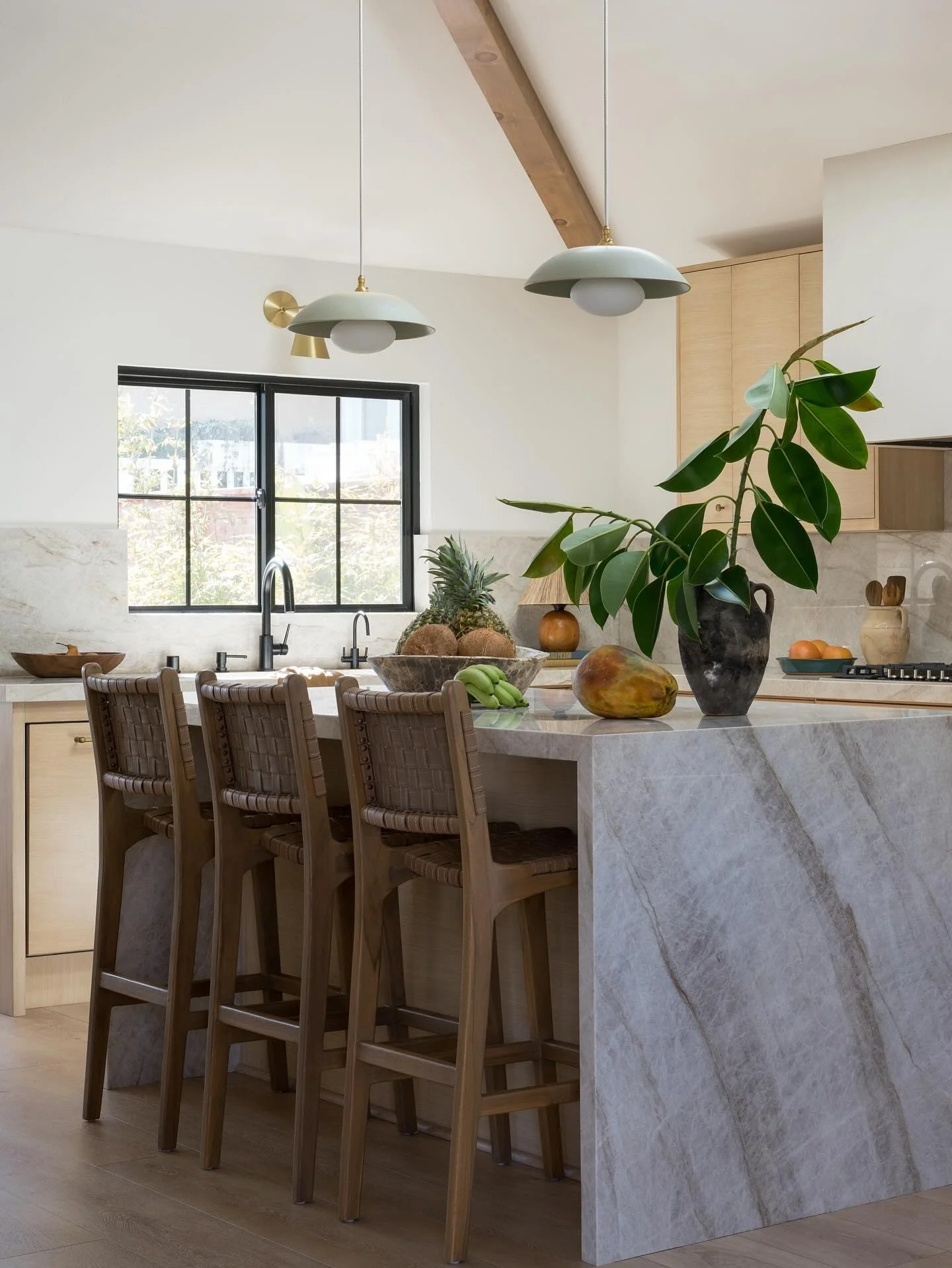 2. Light Oak Kitchen Island + Soft Gray Stone (Sand + Mist Palette) (Earthy Kitchen Ideas)