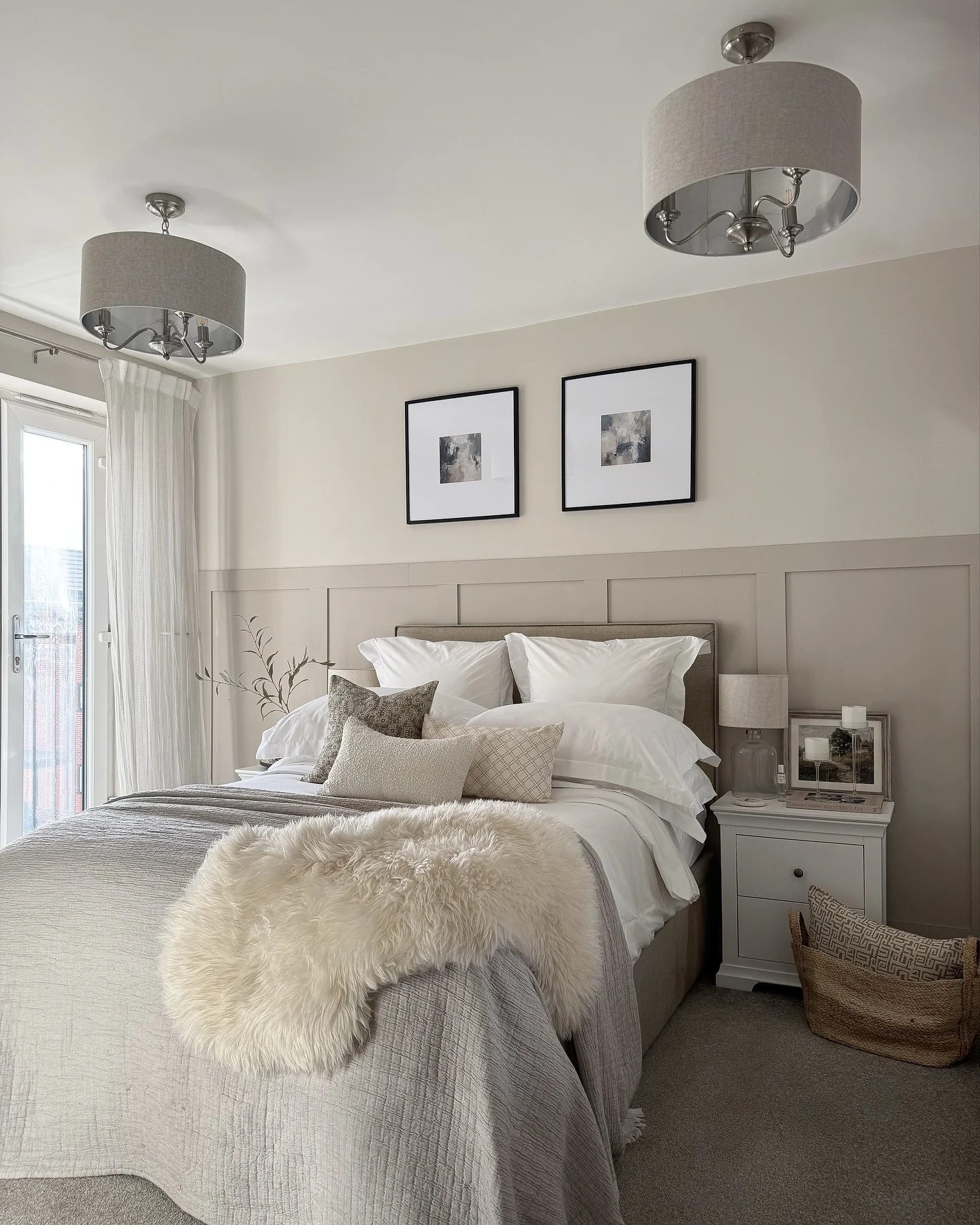 4. Neutral Grey Walls with Warm Beige Bedding (Grey and Beige Bedroom Ideas)