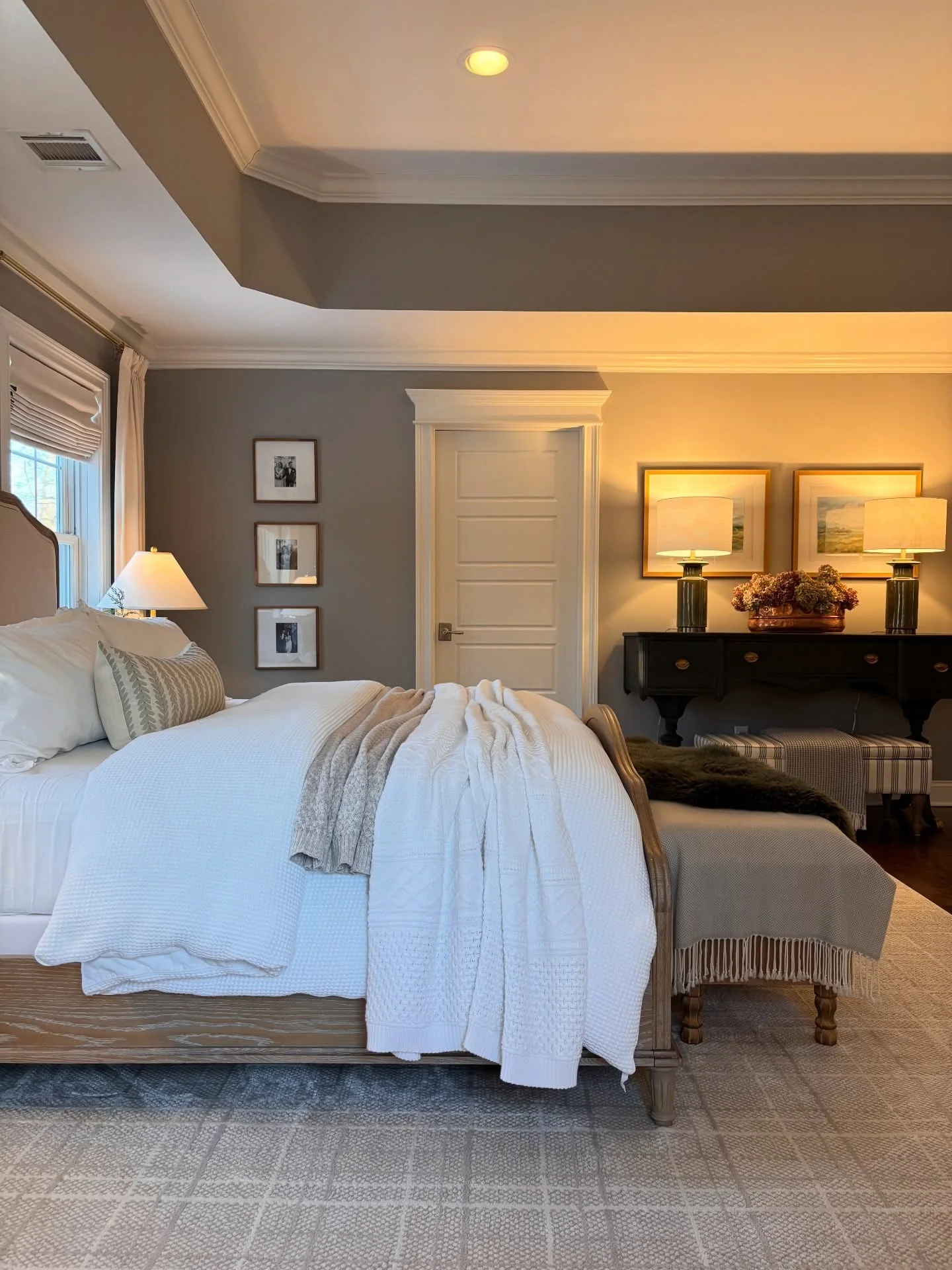 10. Timeless Grey and Beige with Classic Symmetry (Grey and Beige Bedroom Ideas)