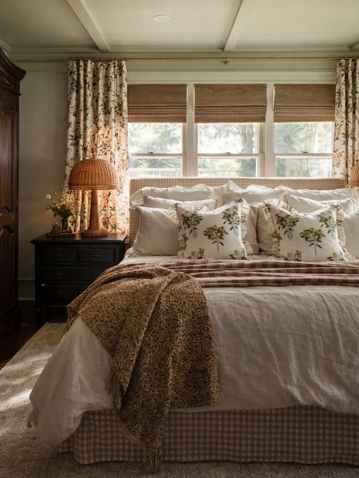 9. Traditional Bedroom with Floral Curtains (Bedroom Ideas with Curtains)