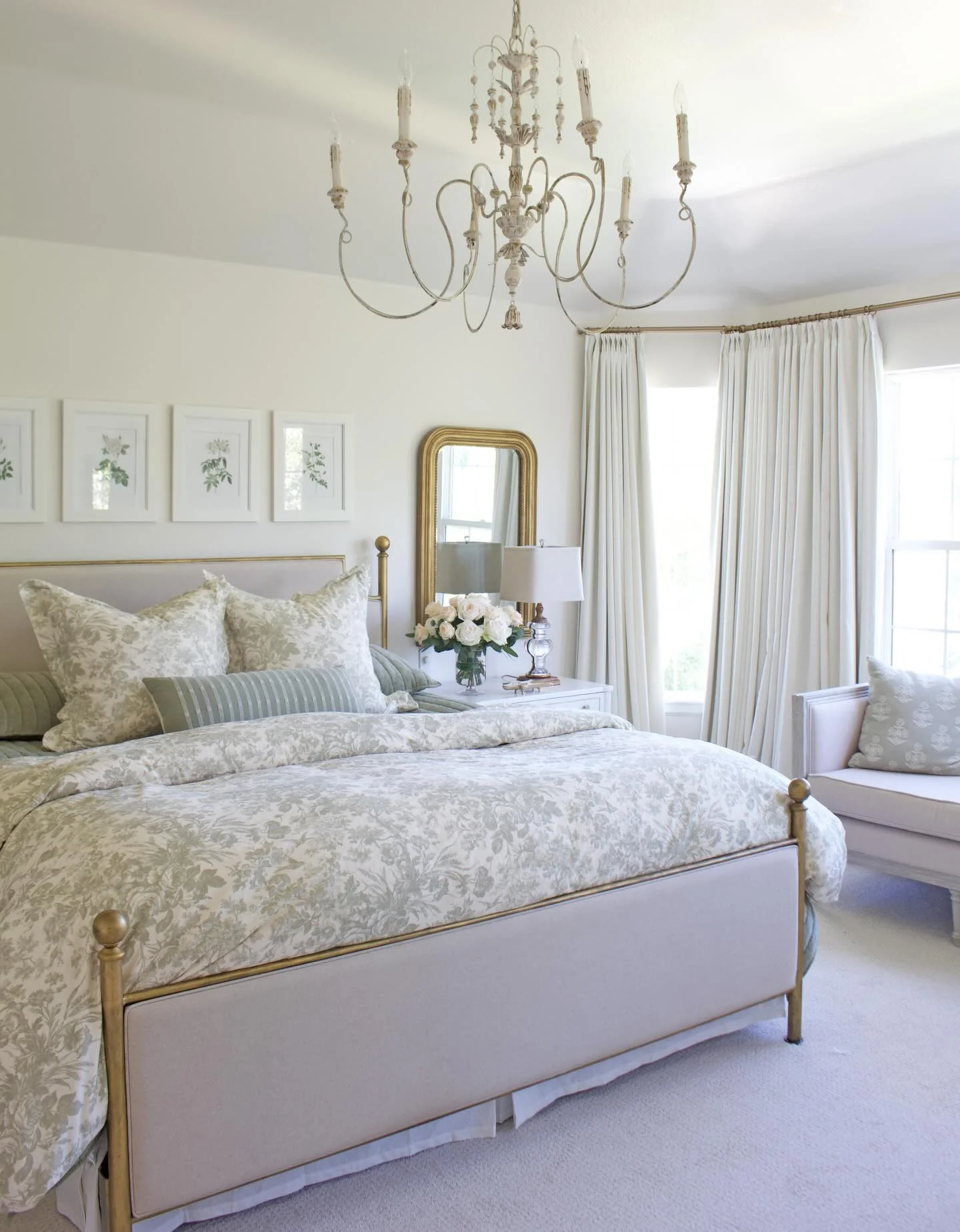 14. Elegant Ivory Bedroom with Full Drapery Panels (Bedroom Ideas with Curtains)