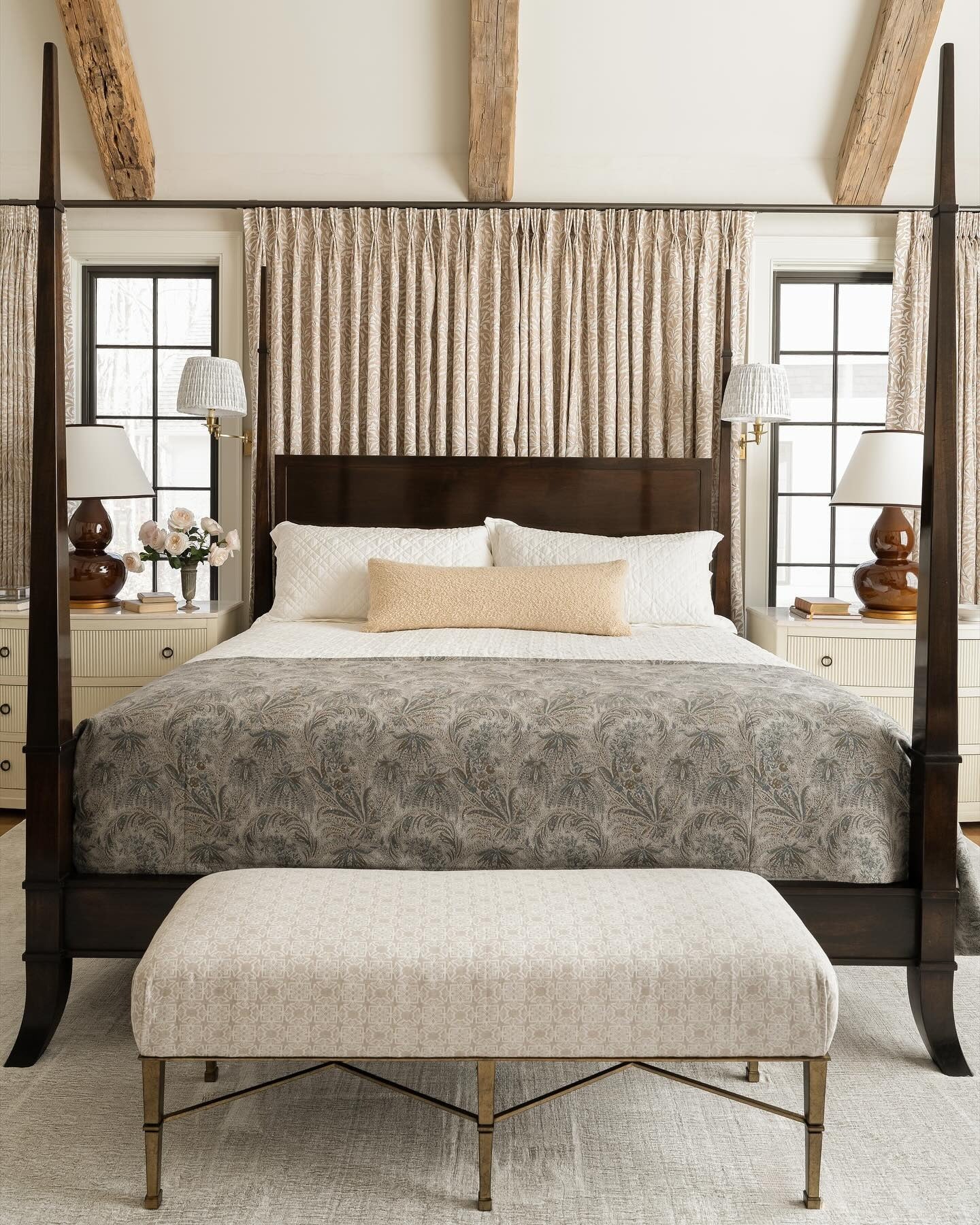 12. Traditional Canopy Elegance in Warm Neutrals and Wood (Expensive Looking Bedroom Ideas)