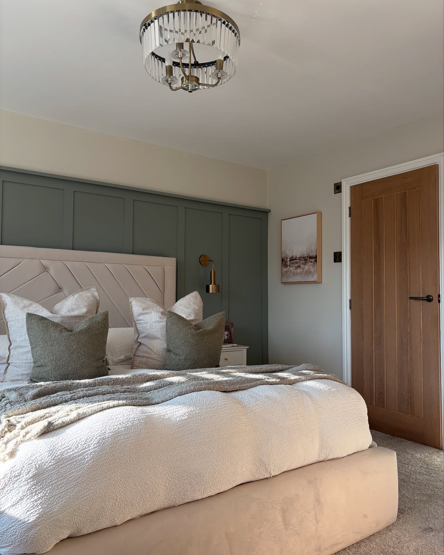 9. Contemporary Classic in Sage Green and Cream (Expensive Looking Bedroom Ideas)