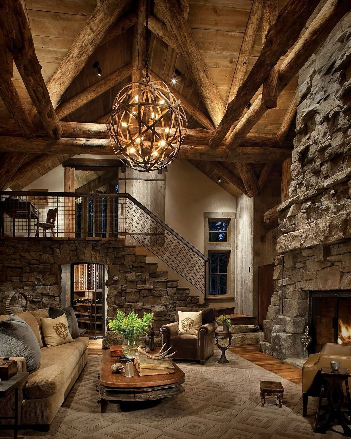 3. Mountain Lodge Elegance in Timber and Charcoal (Rustic Living Room Design Ideas)