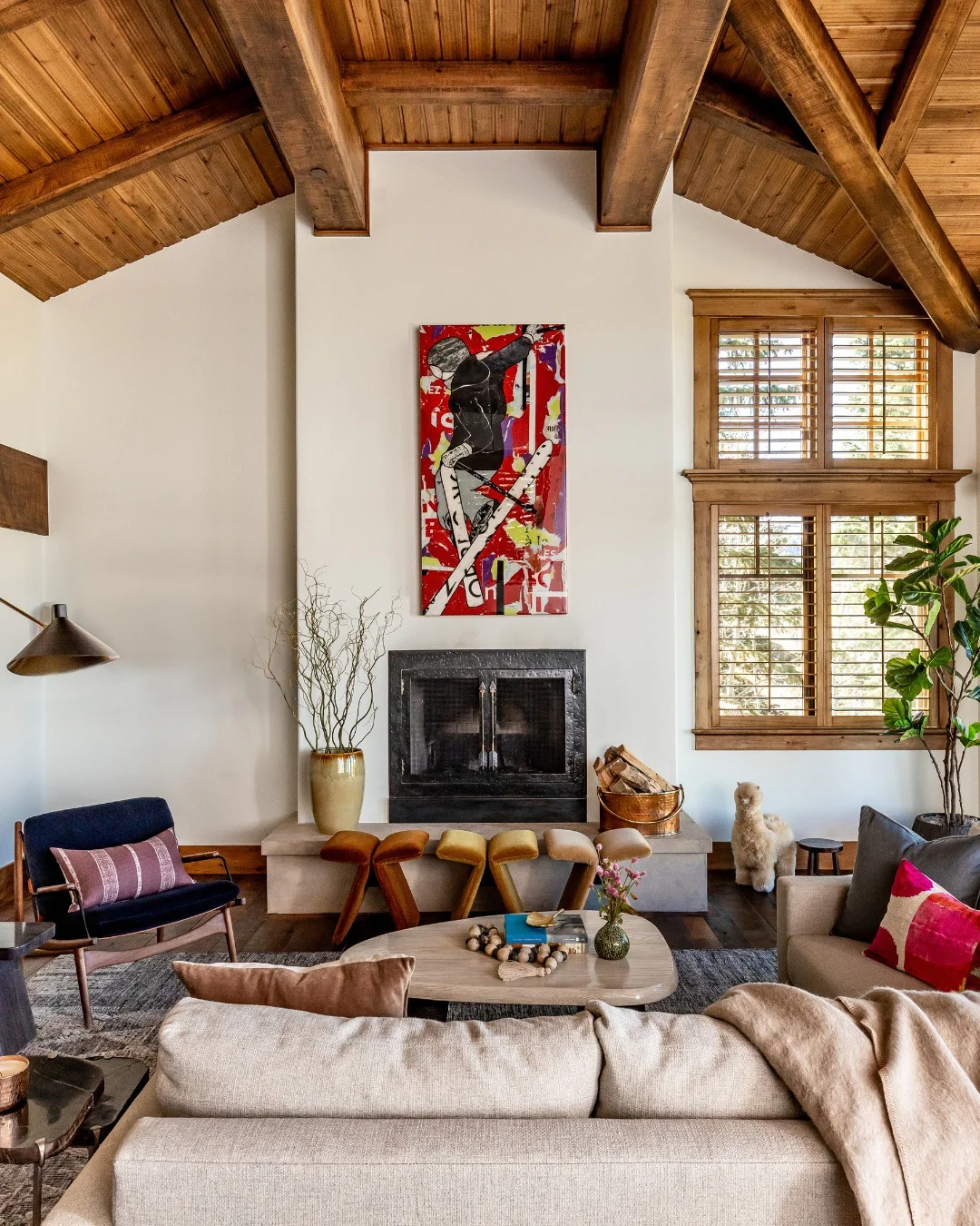 10. Contemporary Rustic Living Room in Cream, Walnut, and Charcoal (Rustic Living Room Design Ideas)