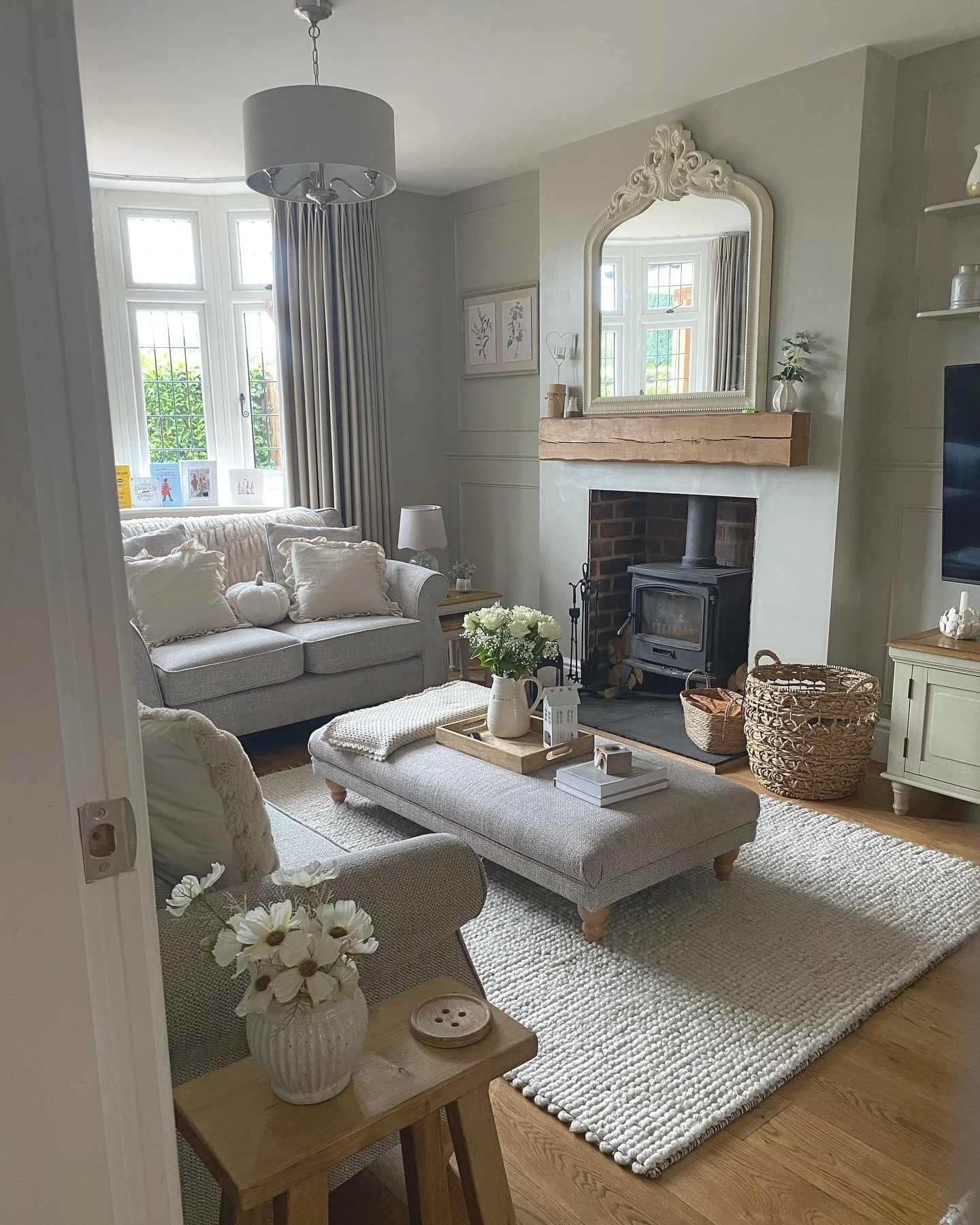 7. Classic Panelled Lounge in Soft Grey and Olive (Lounge Living Room Ideas)