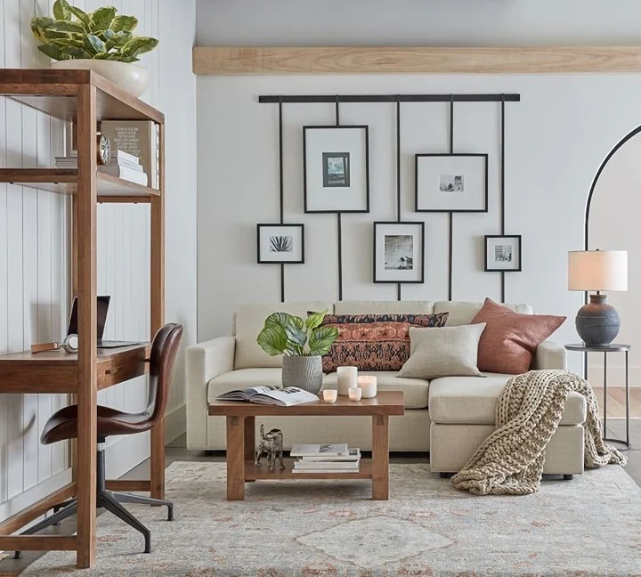 13. Modern Rustic Lounge in Linen and Natural Oak (Lounge Living Room Ideas)