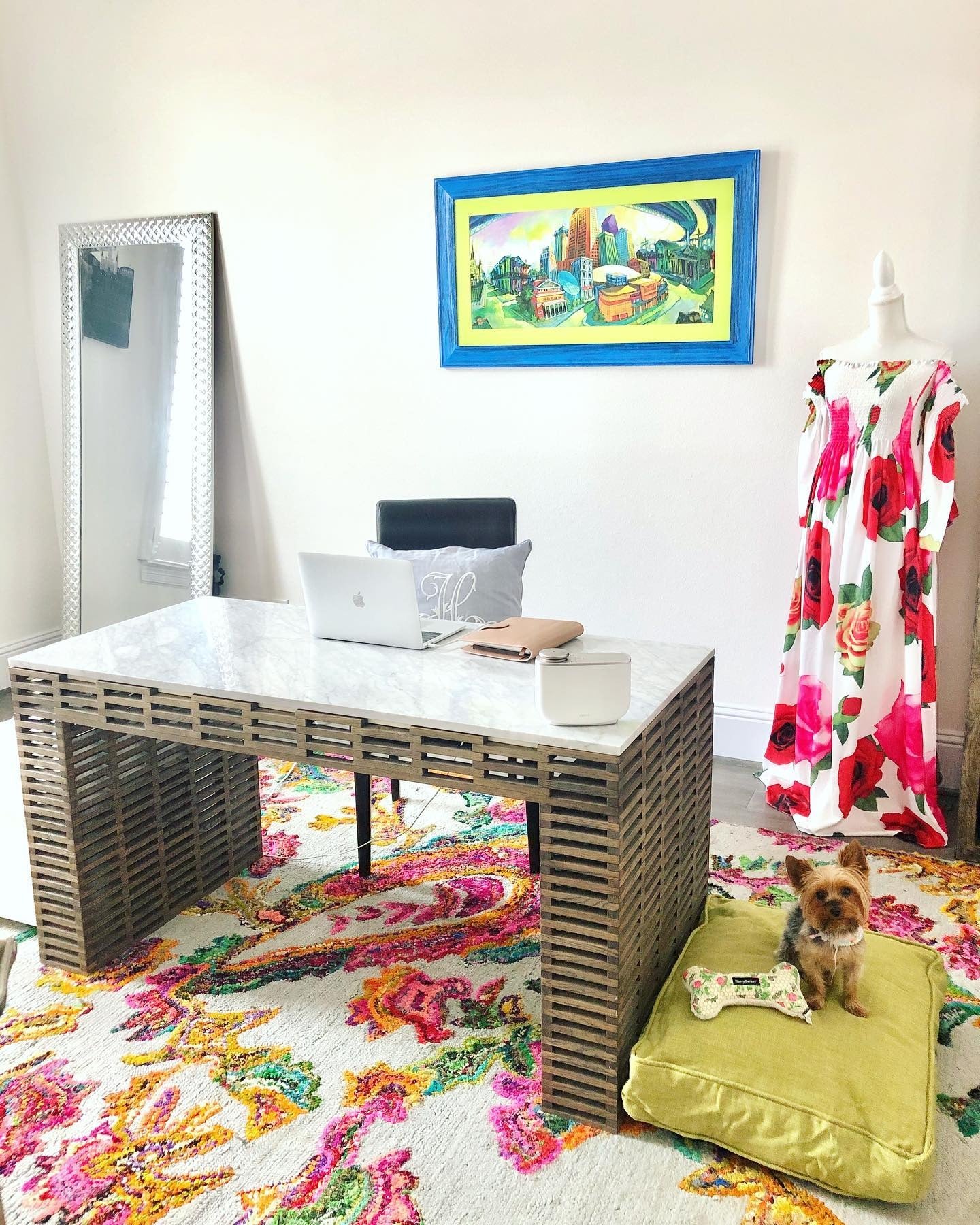 6. Creative Home Office with Colorful Rug Accent (Colorful Office Ideas)