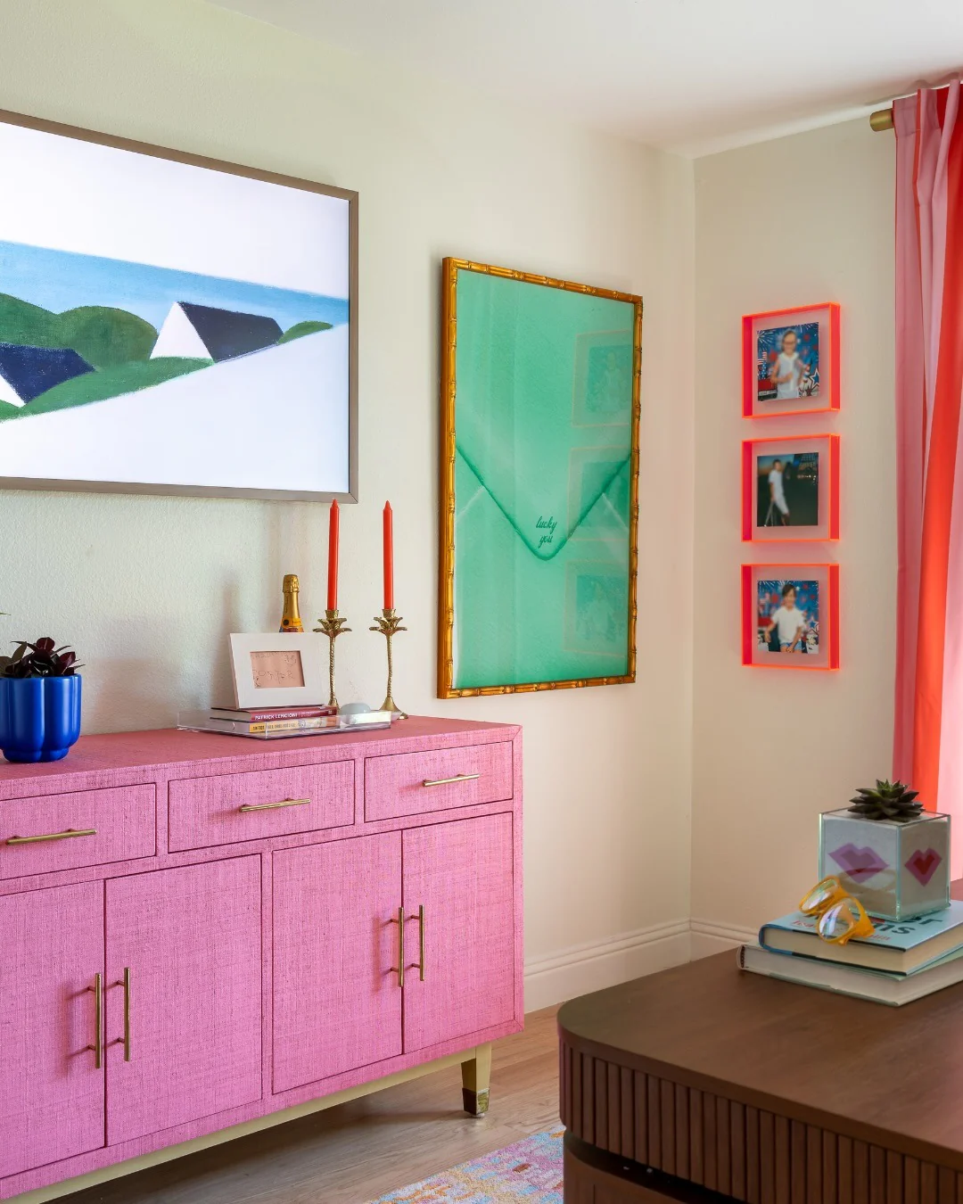 12. Modern Feminine Office with Pink and Teal Contrast (Colorful Office Ideas)